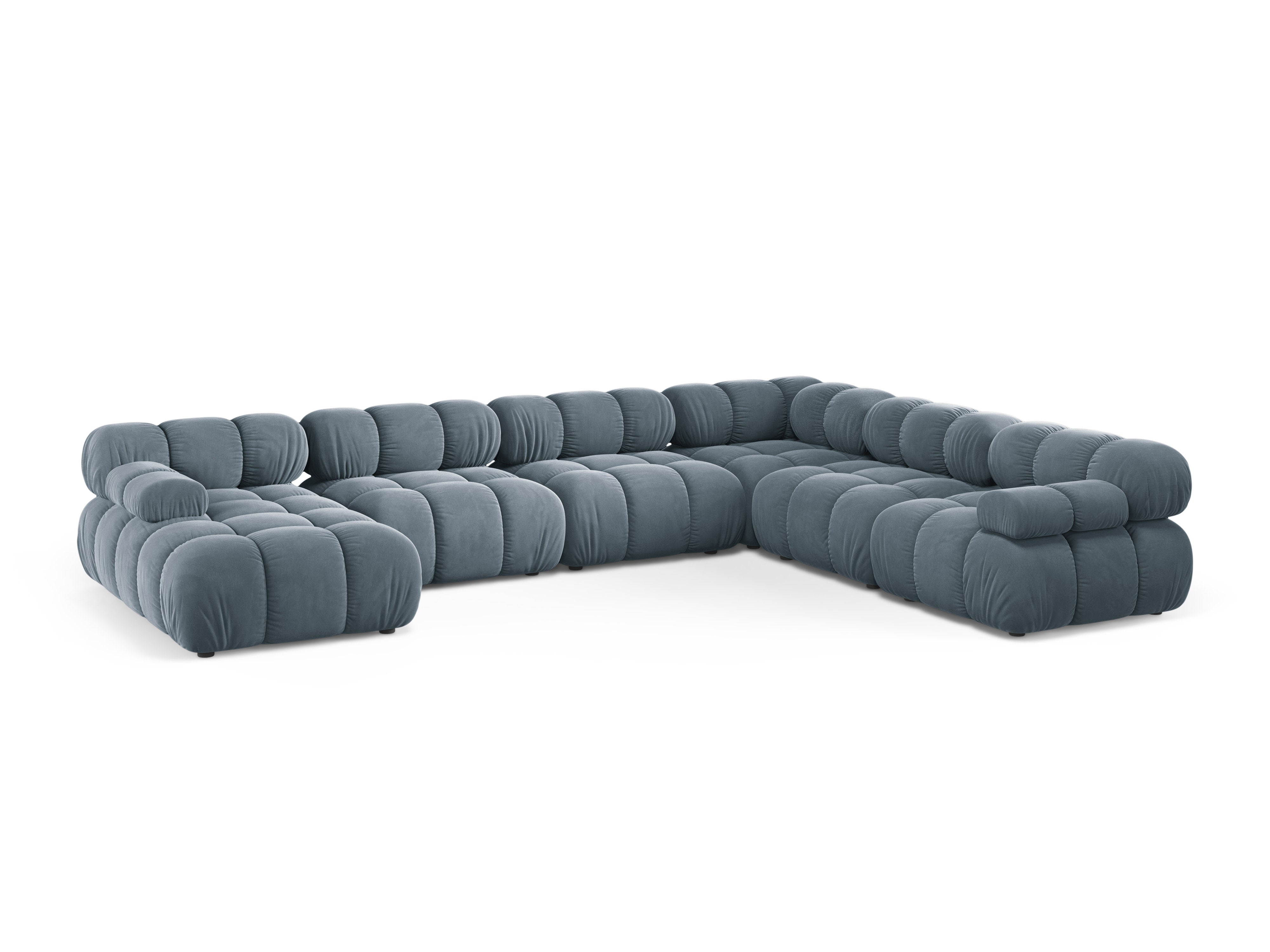 Panoramic Velvet Right-Arm Sofa BELLIS in Blue