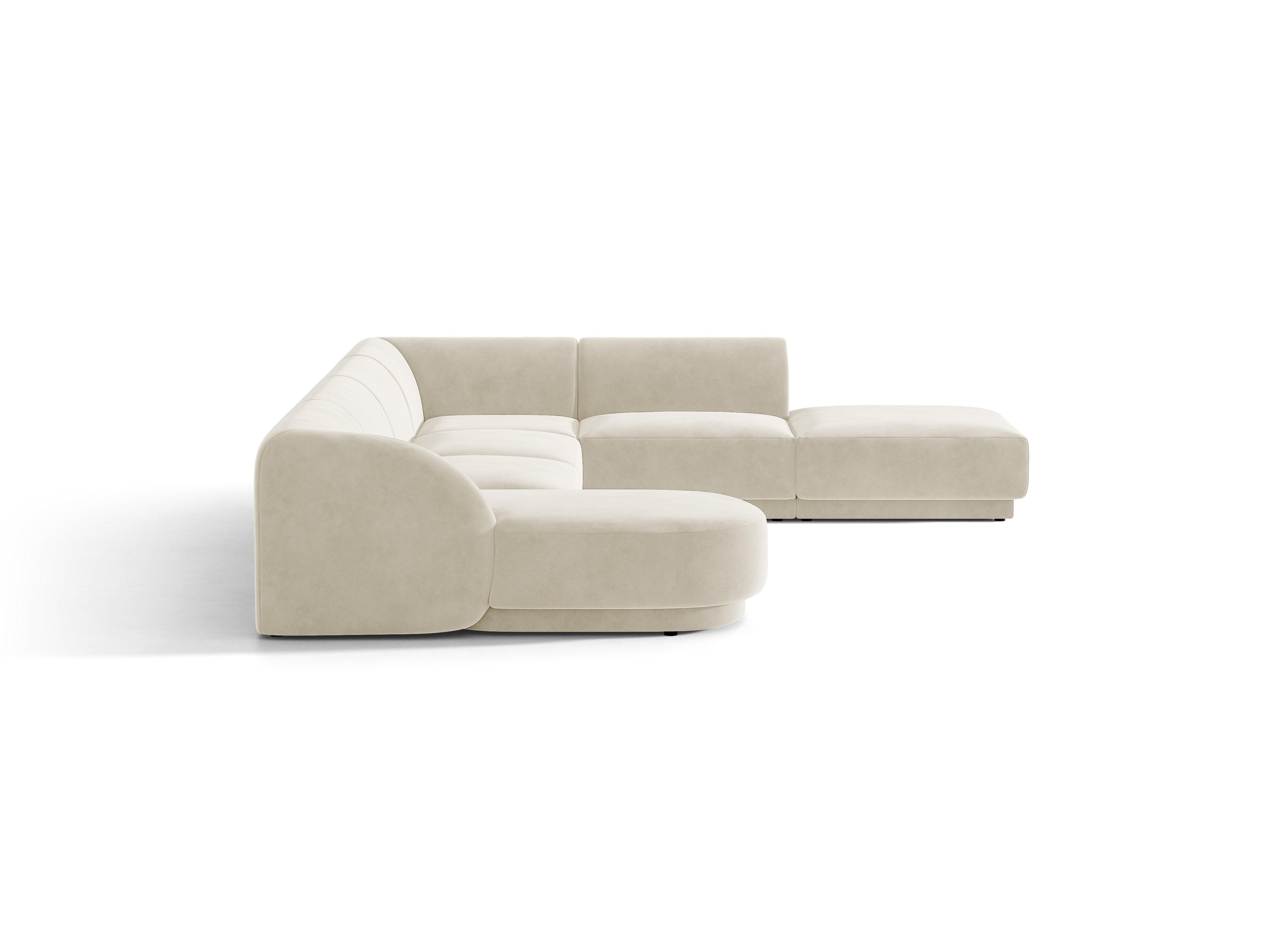 Velvet corner sofa for 6 people in right-facing U shape MILEY beige