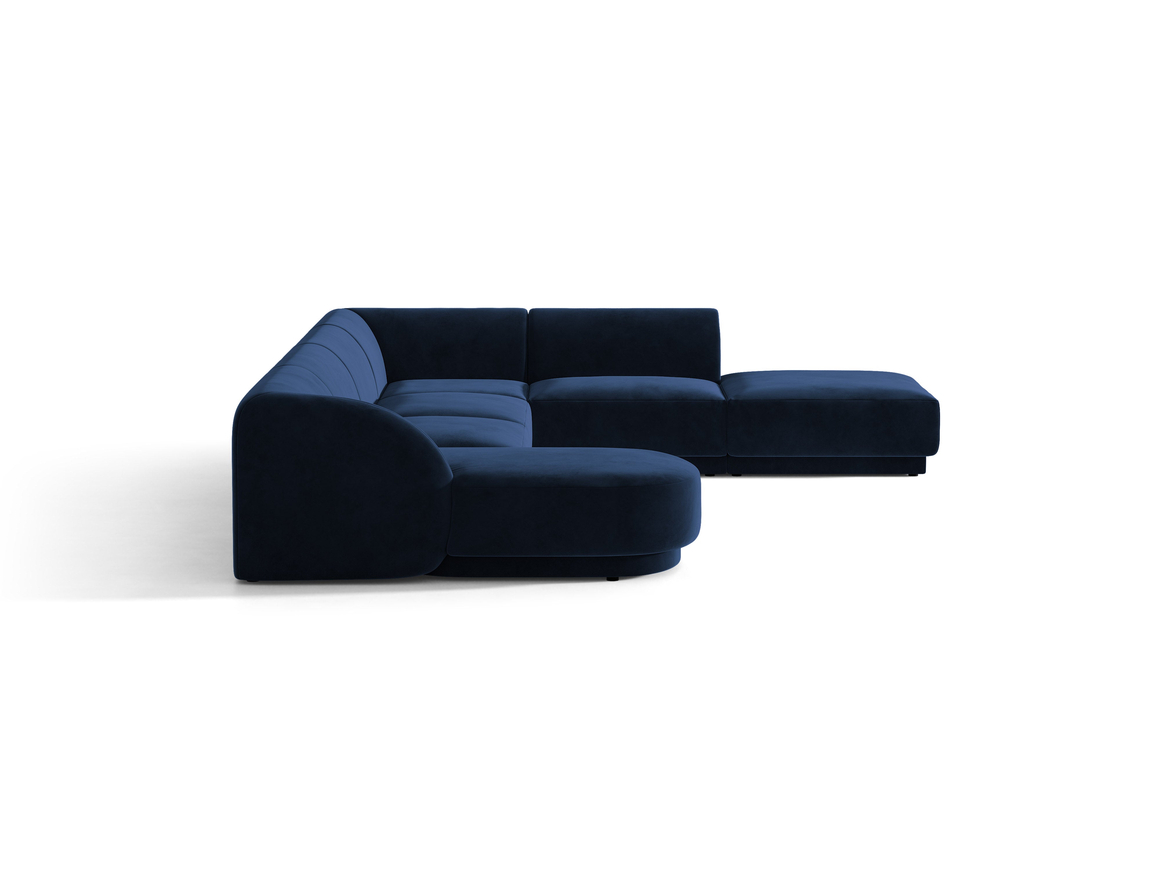 Velvet corner sofa for 6 people in right-facing U shape MILEY navy blue