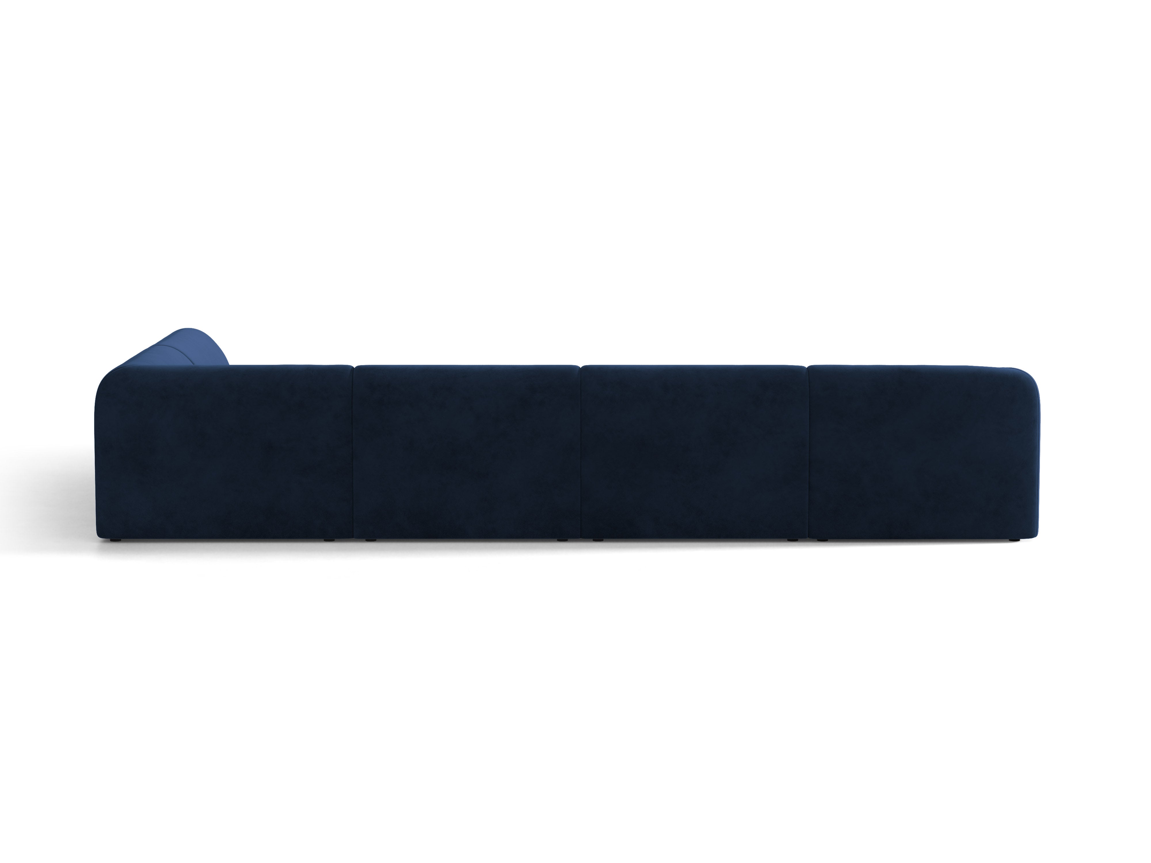 Velvet corner sofa for 6 people in right-facing U shape MILEY navy blue