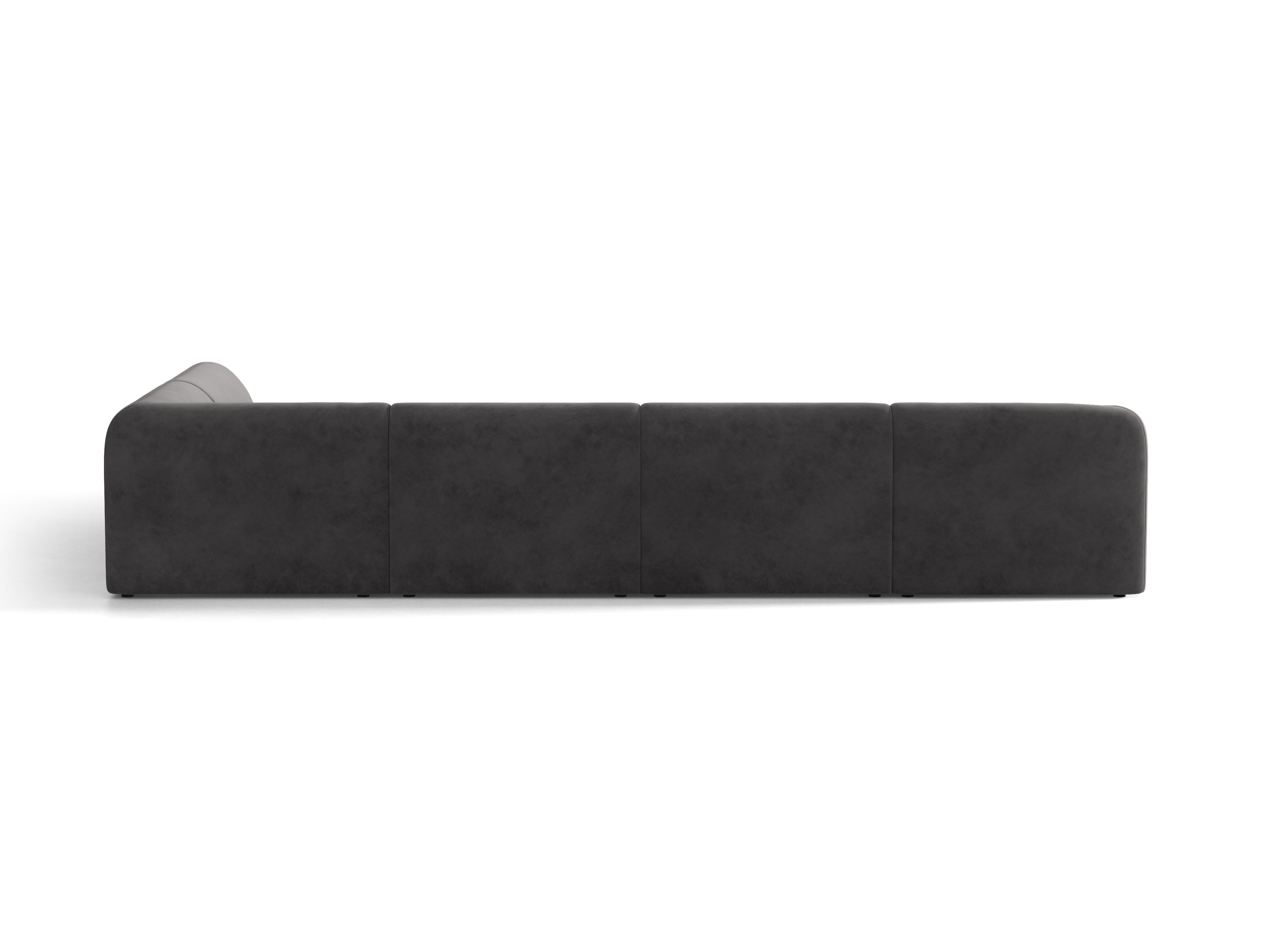 Velvet corner sofa for 6 people in right-facing U shape MILEY dark gray