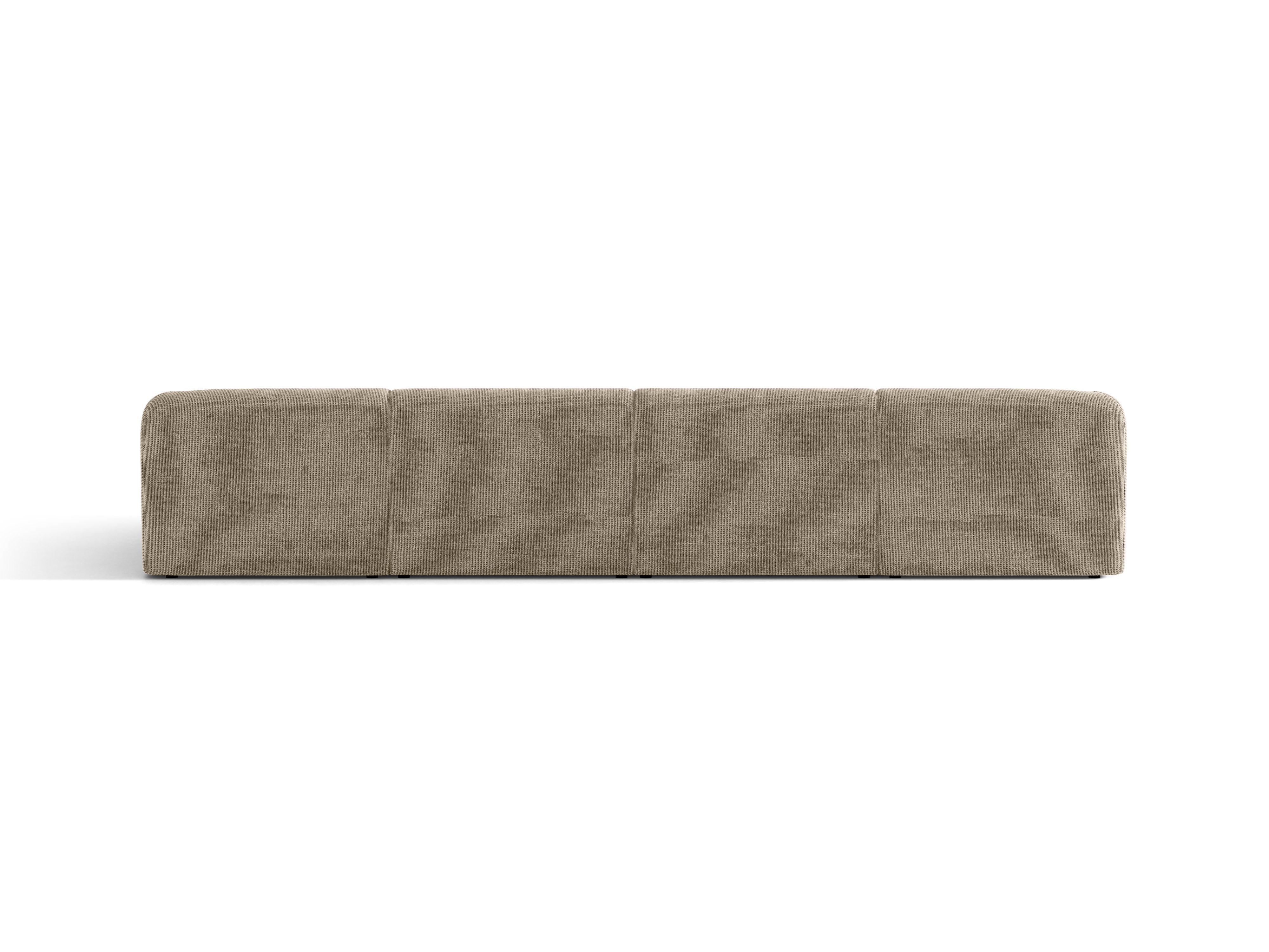 Narożnik panoramiczny 5-osobowa MILEY beżowy szenil jedwabisty do salonu – Micadoni