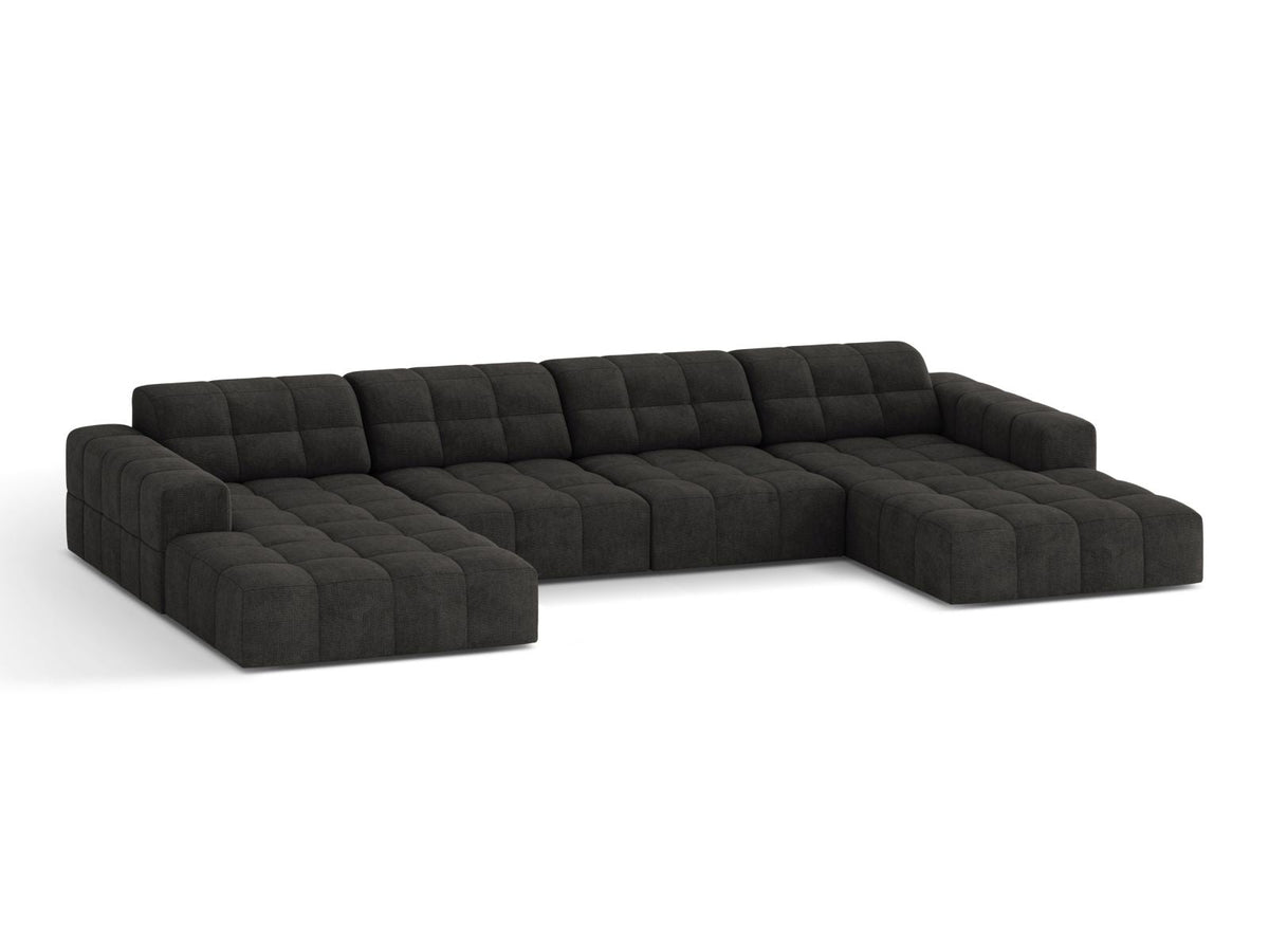 Sofa panoramiczna 6-osobowa JENNIFER grafitowy szenil – ujęcie boczne