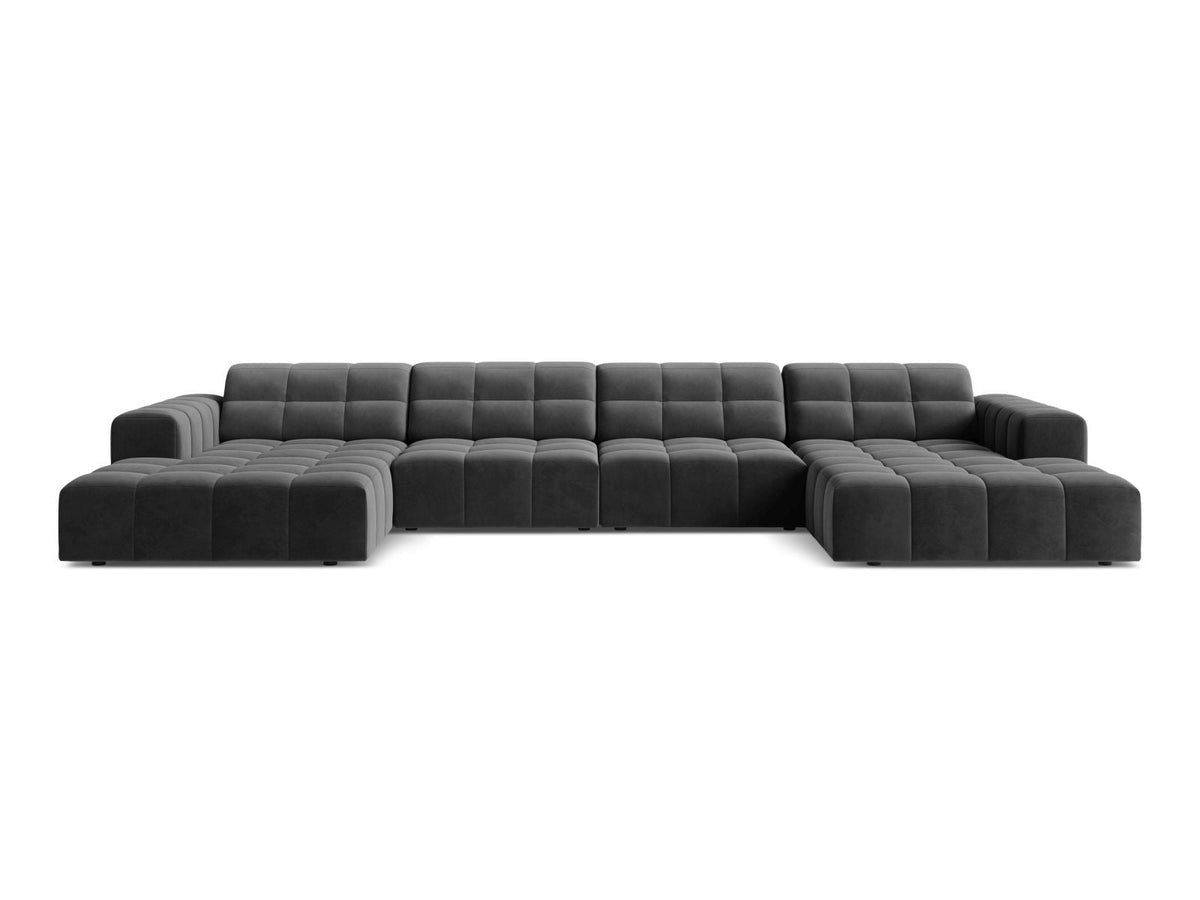 Sofa aksamitna panoramiczna 6-osobowa JENNIFER szary Venus – Micadoni