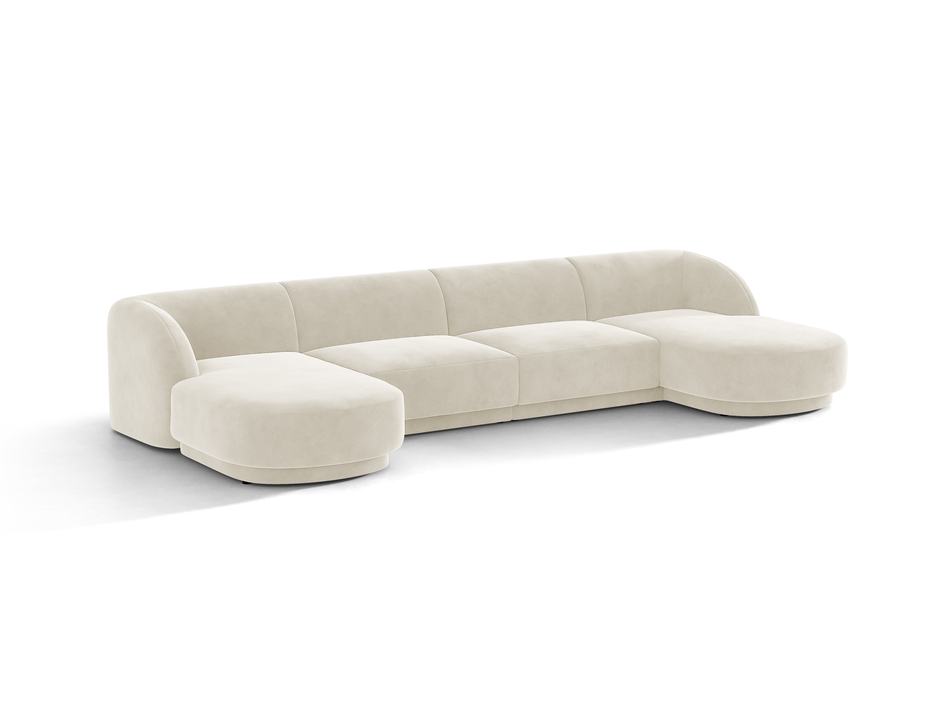 Velvet panoramic corner sofa for 5 people MILEY beige
