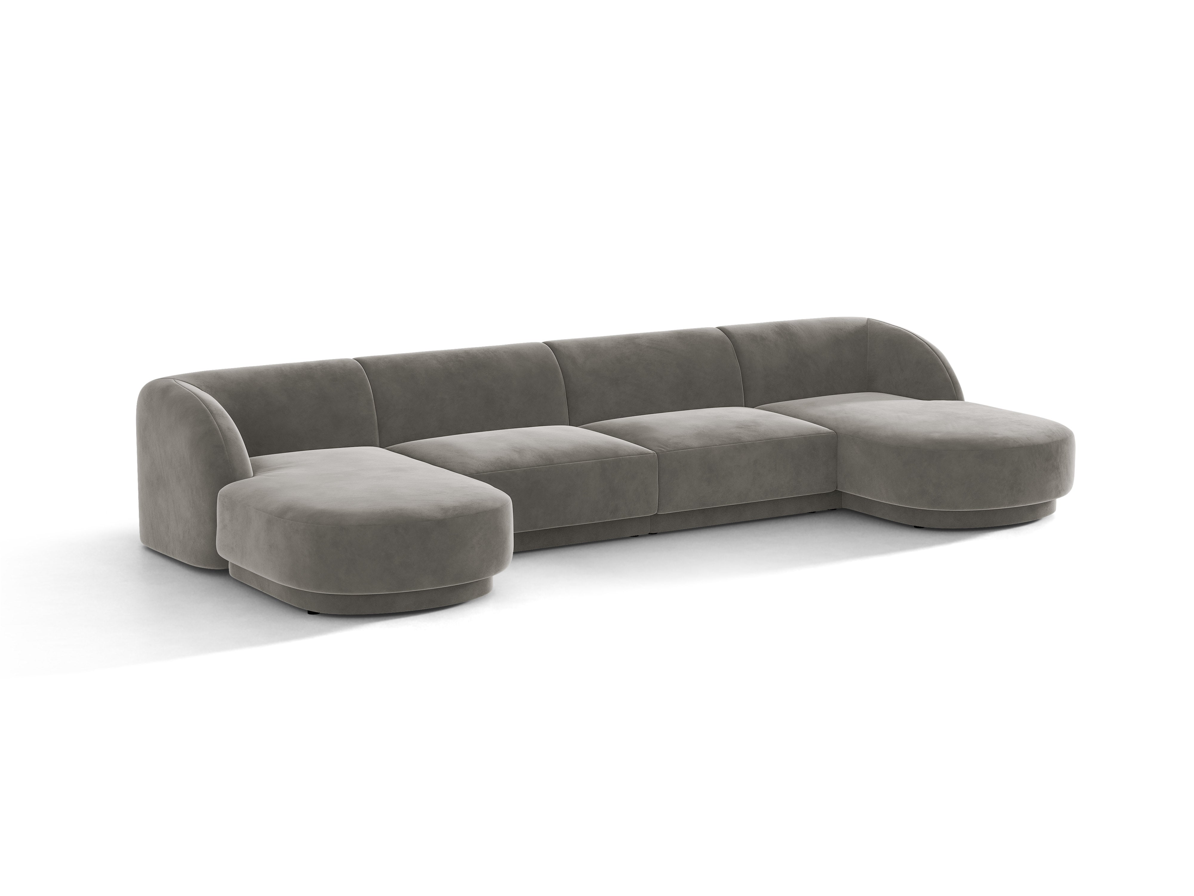 Velvet panoramic corner sofa for 5 people MILEY light gray