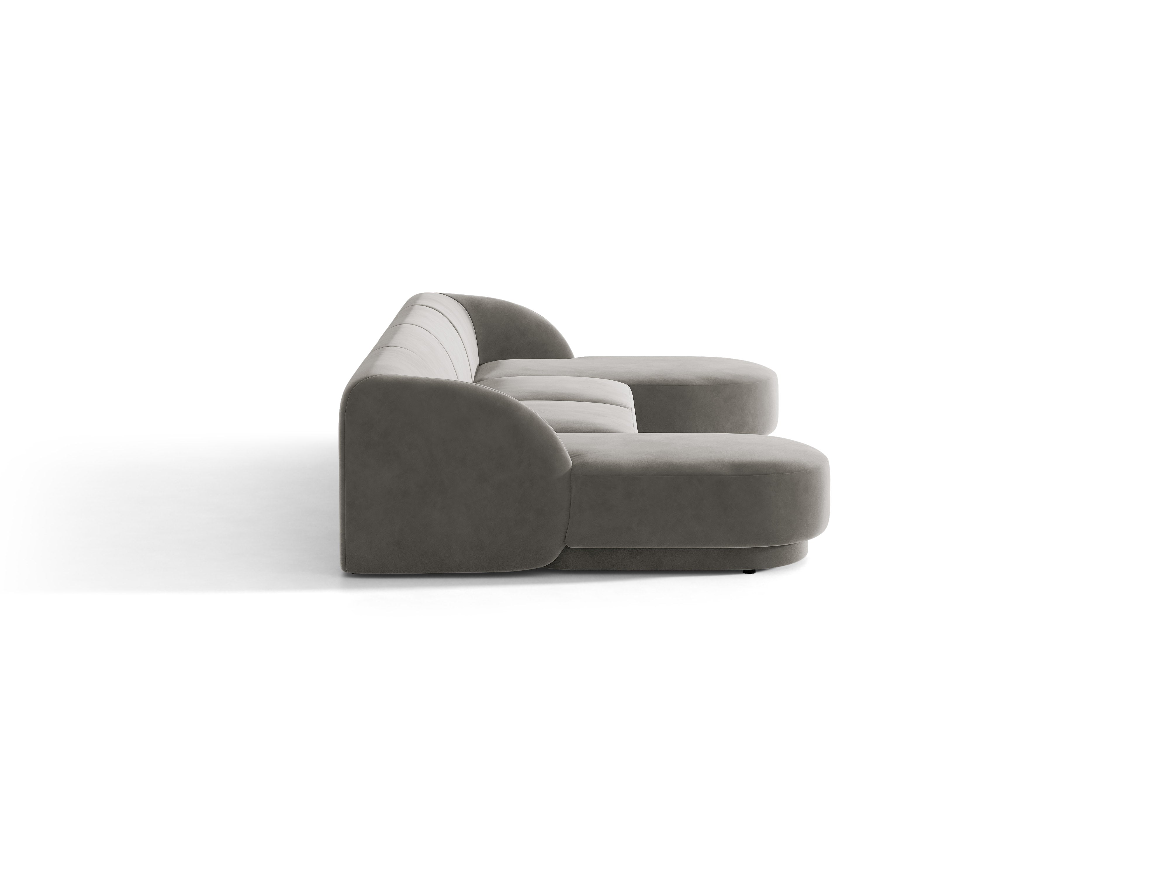 Velvet panoramic corner sofa for 5 people MILEY light gray