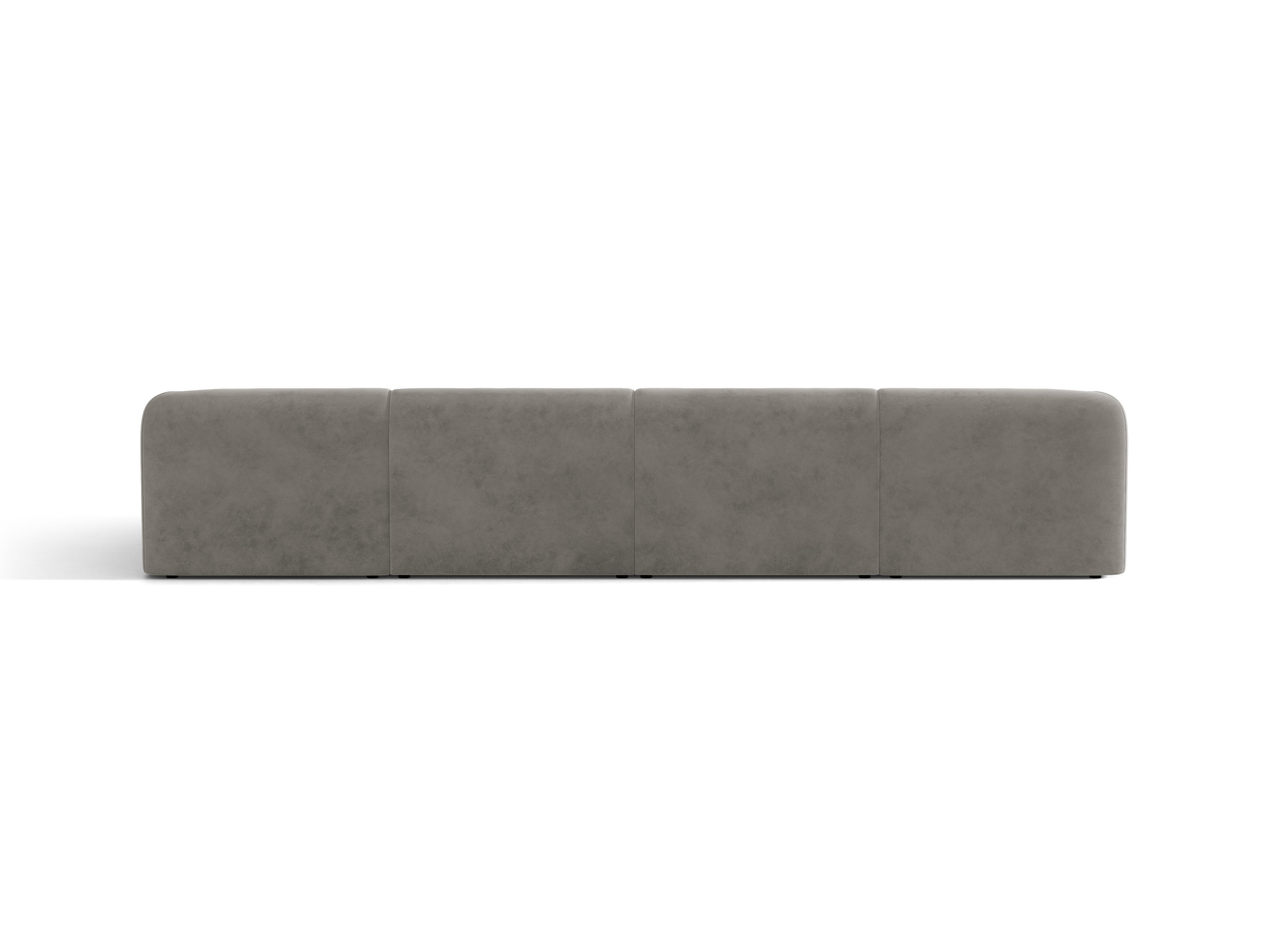Velvet panoramic corner sofa for 5 people MILEY light gray