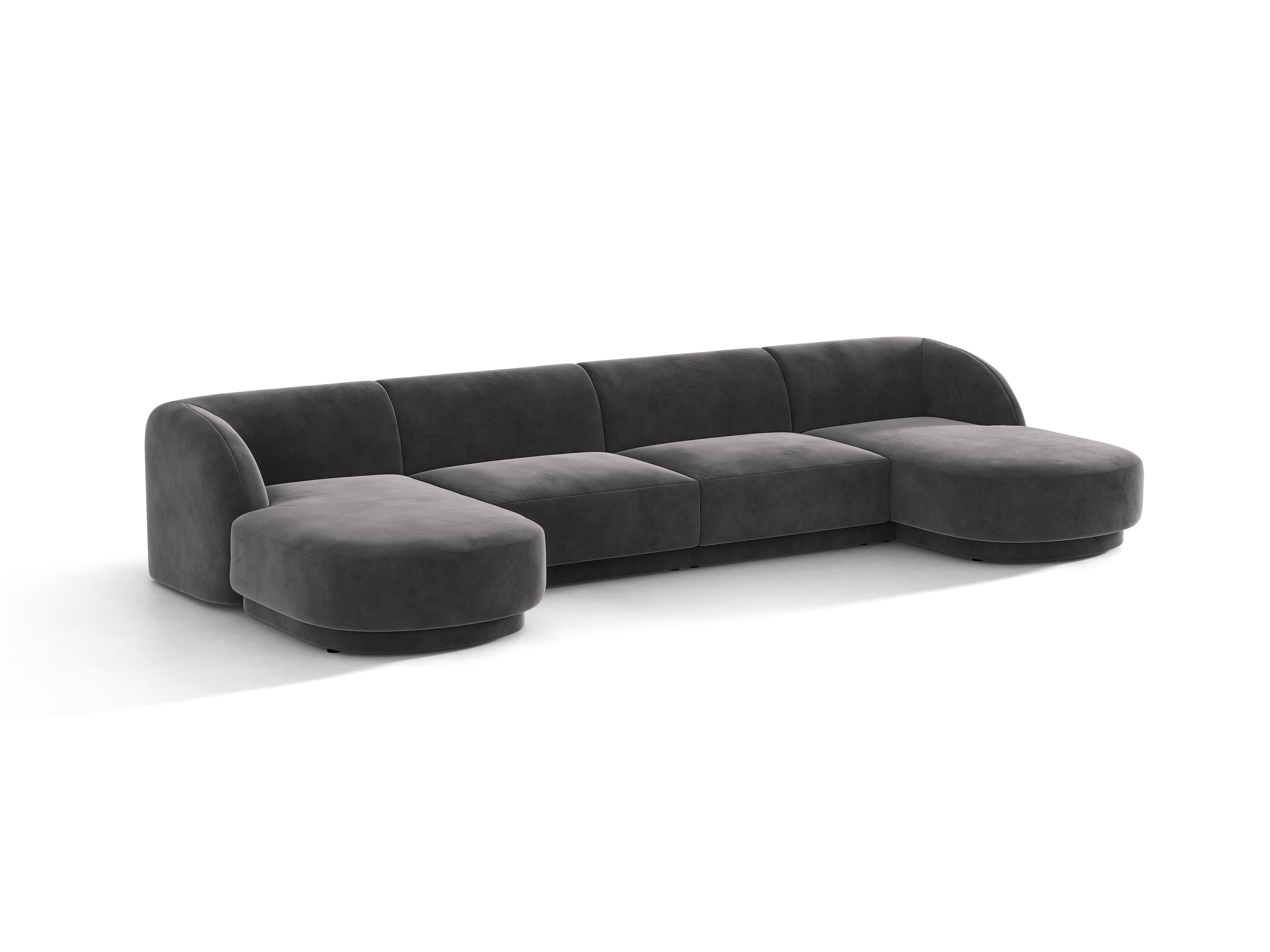Velvet panoramic corner sofa for 5 people MILEY dark gray