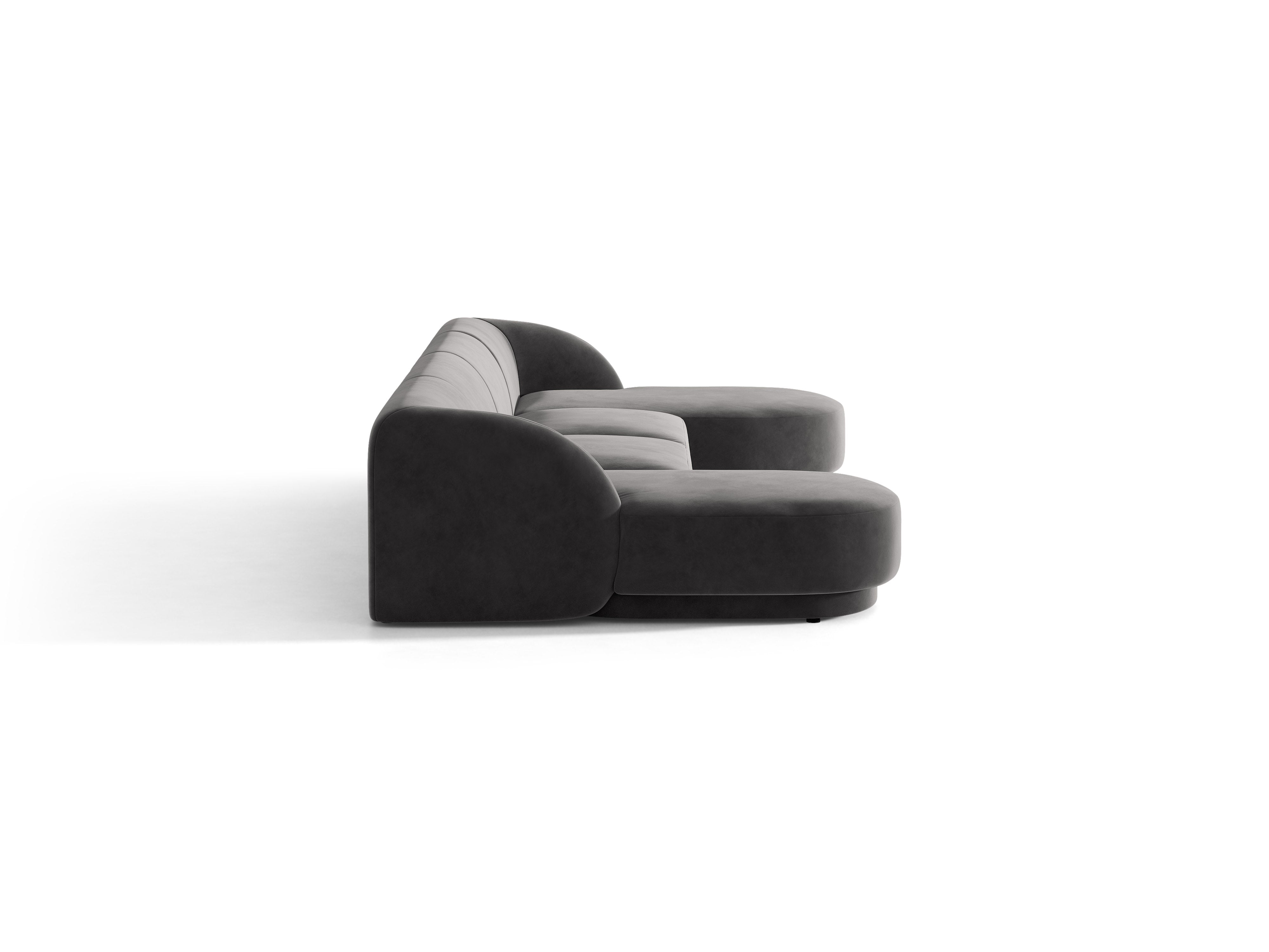 Velvet panoramic corner sofa for 5 people MILEY dark gray