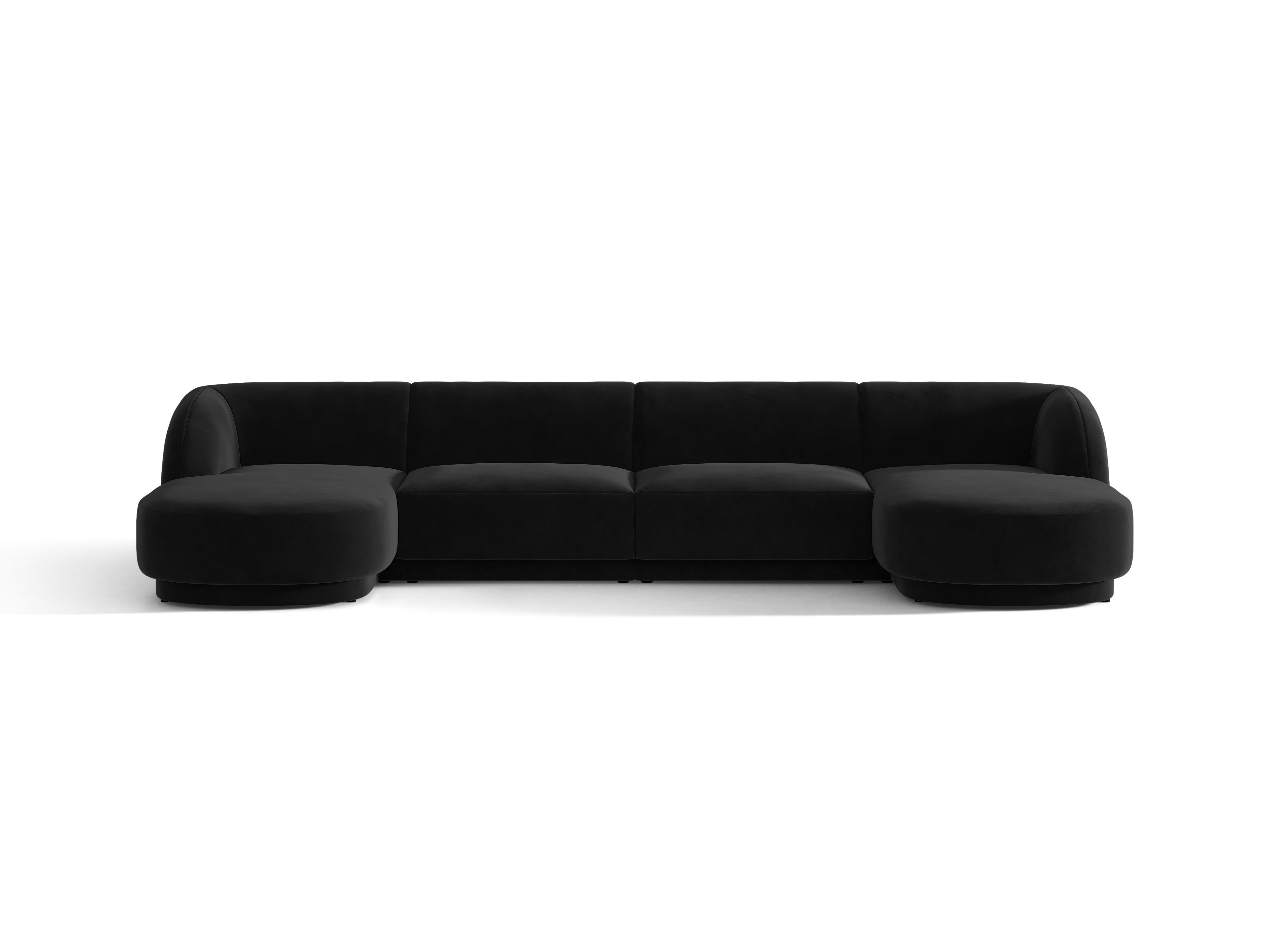 Velvet panoramic corner sofa for 5 people MILEY black