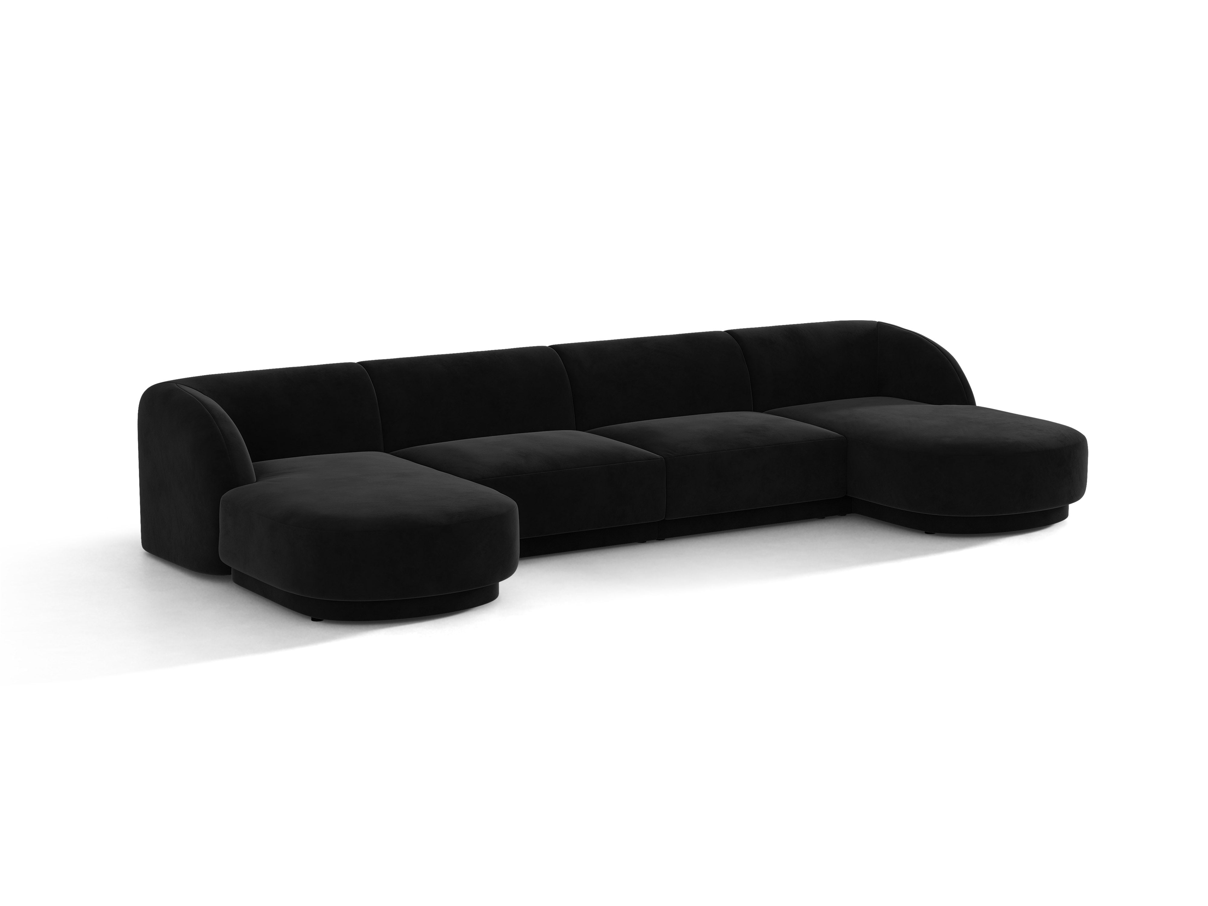 Velvet panoramic corner sofa for 5 people MILEY black