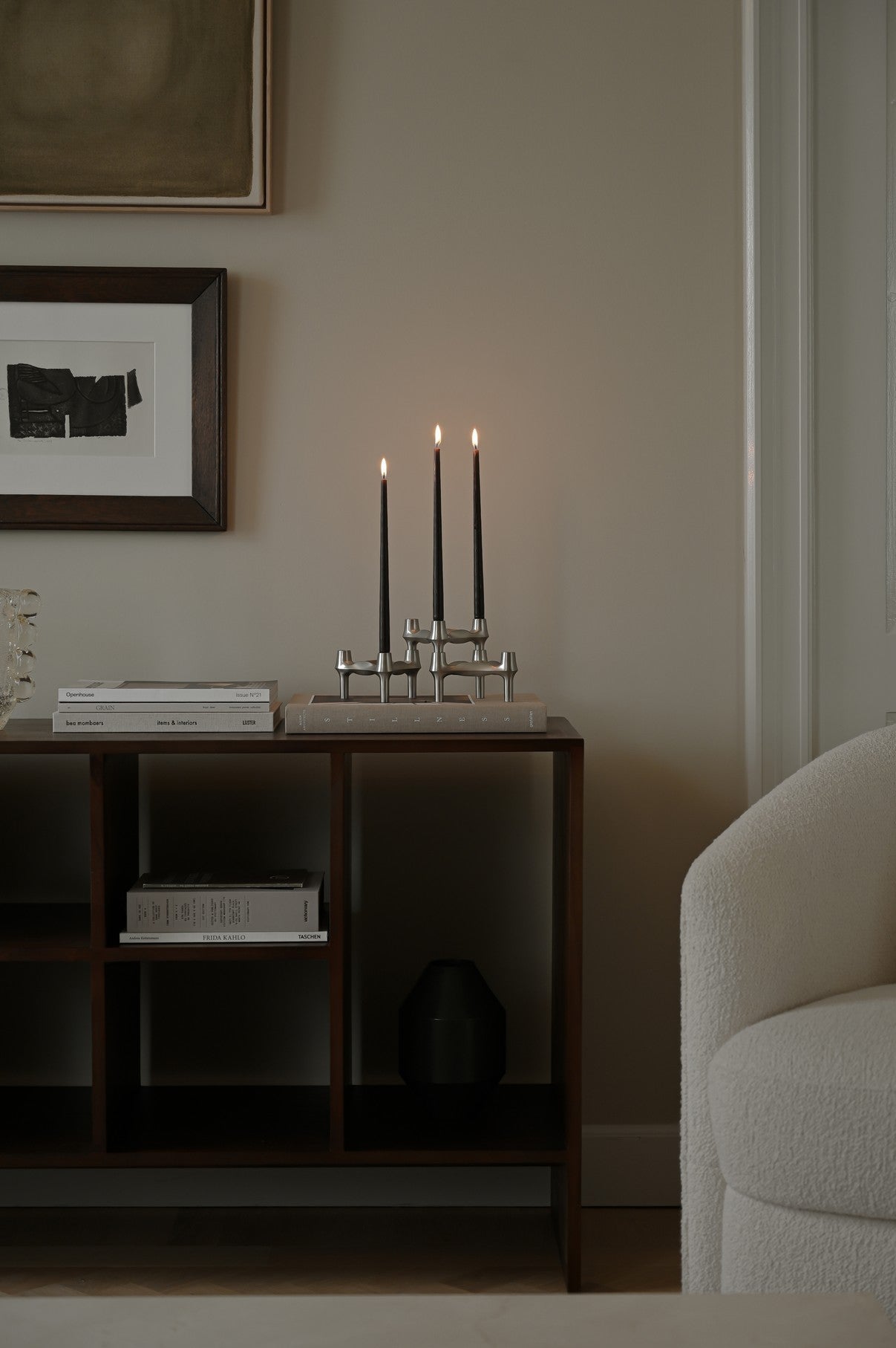 BMF Brushed Chrome Candle Holder Set