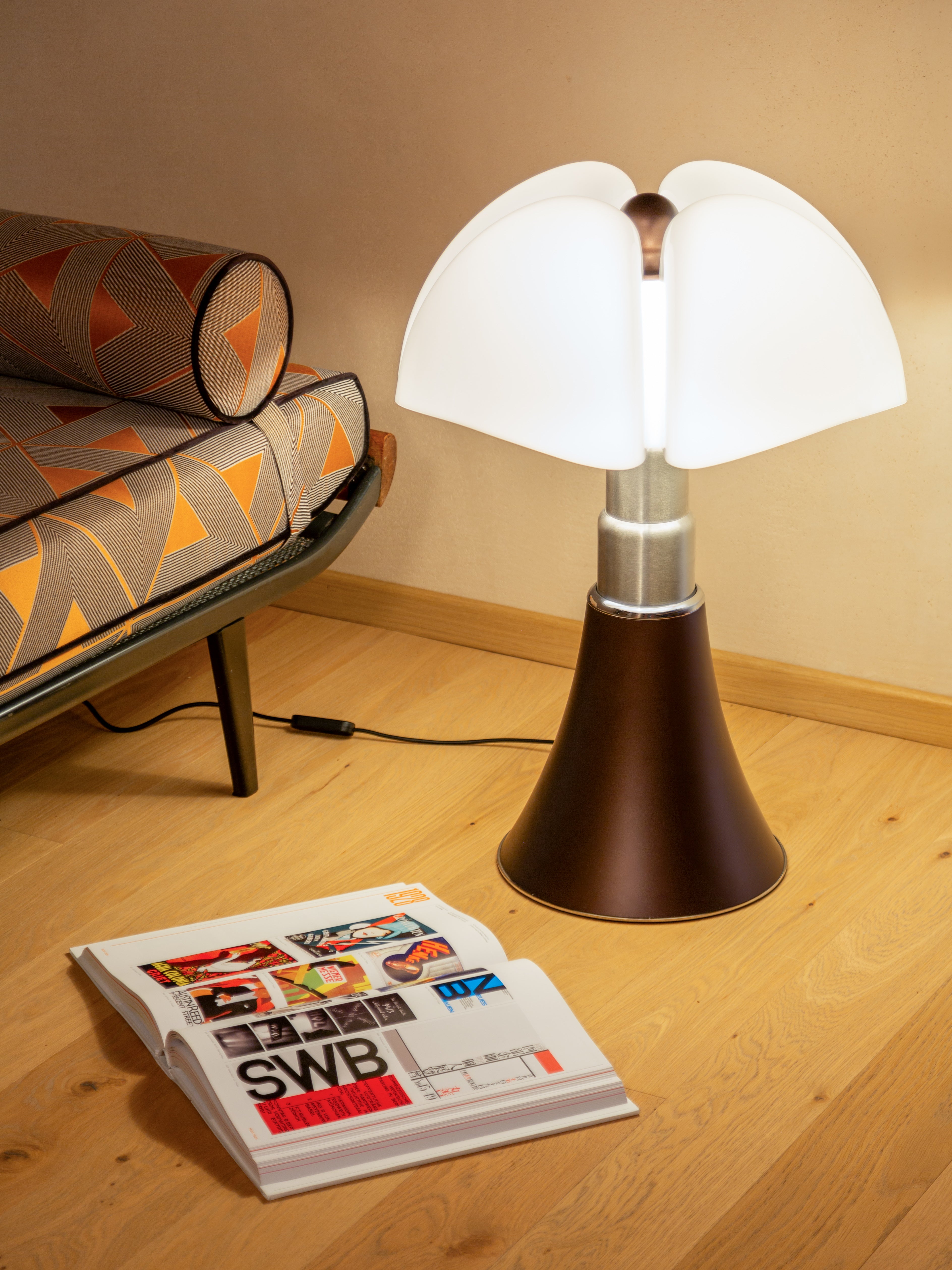 PIPISTRELLO Table Lamp with Opal Shade and Brown Matte Base