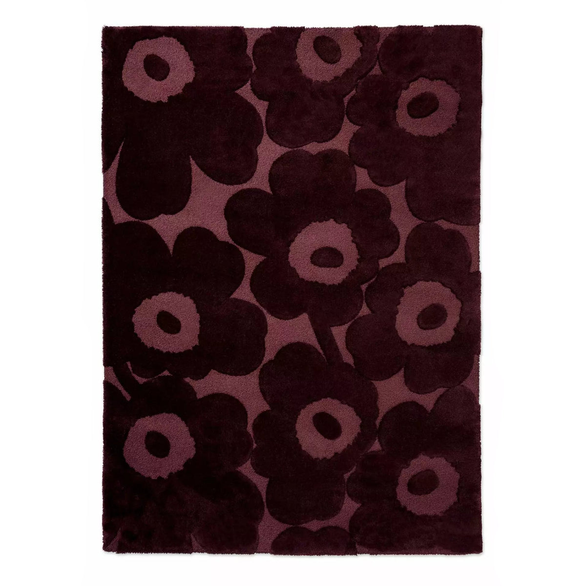 UNIKKO wool rug in black and burgundy