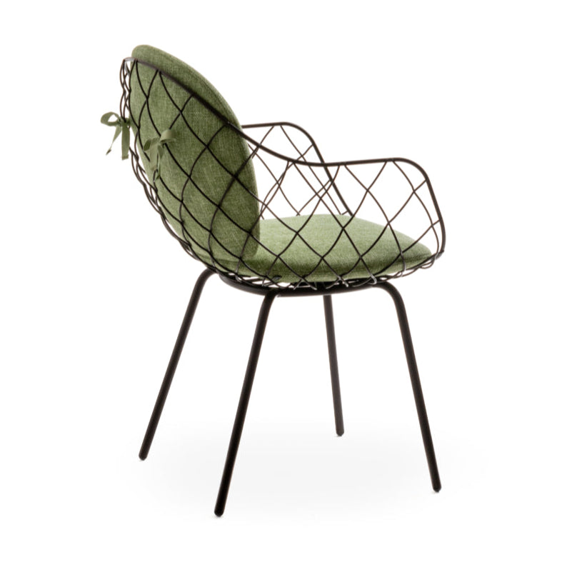 Outdoor chair PIÑA green with a brown base