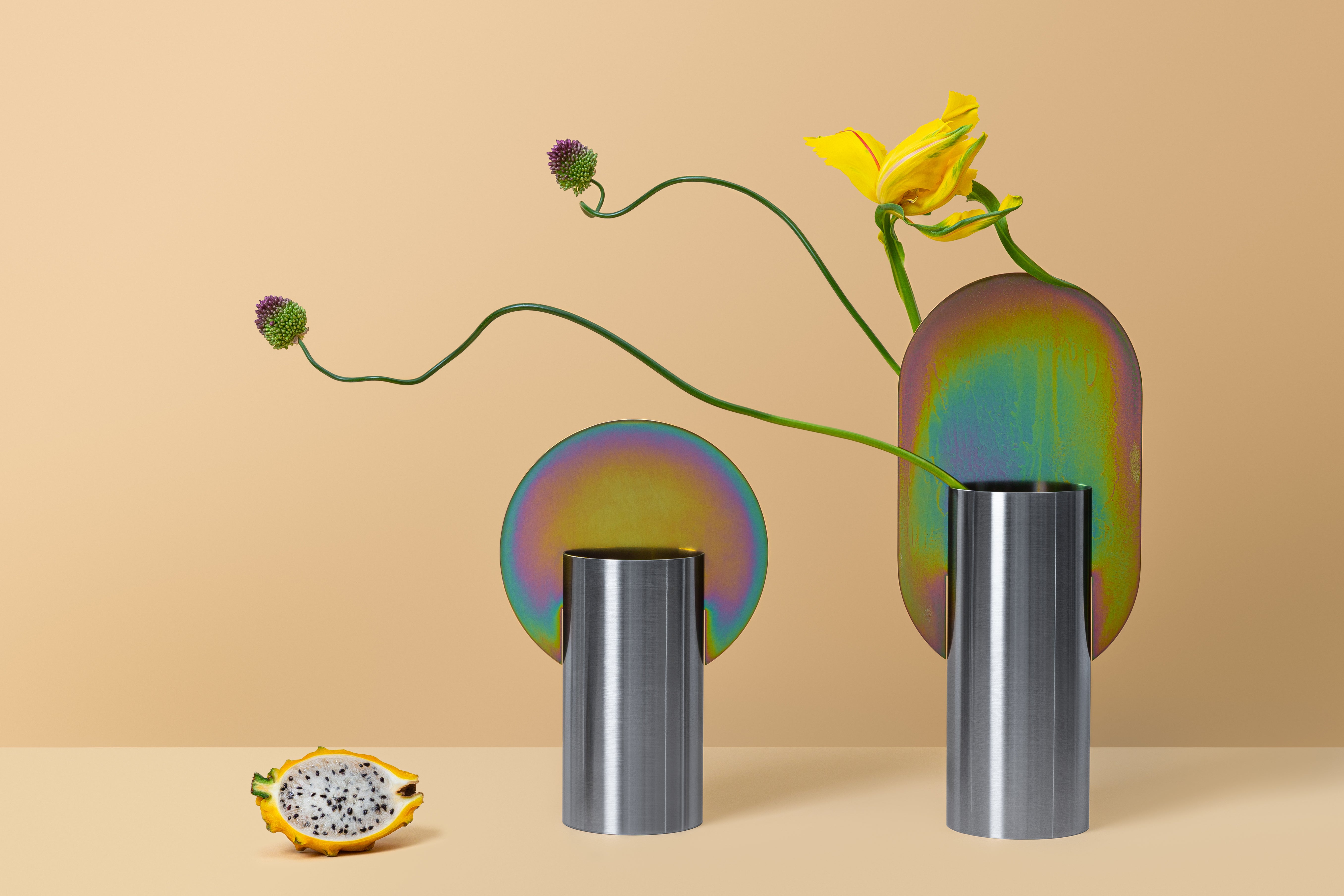 MALEVICH Vase - NUMBERED EDITION stainless steel with rainbow zinc