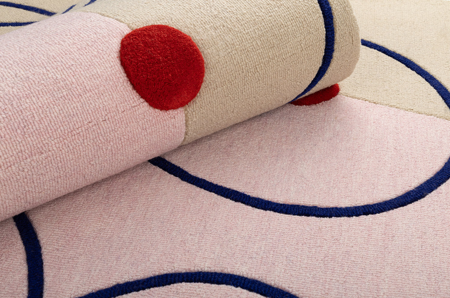 MARSEILLE Beige Rug with Cobalt and Red