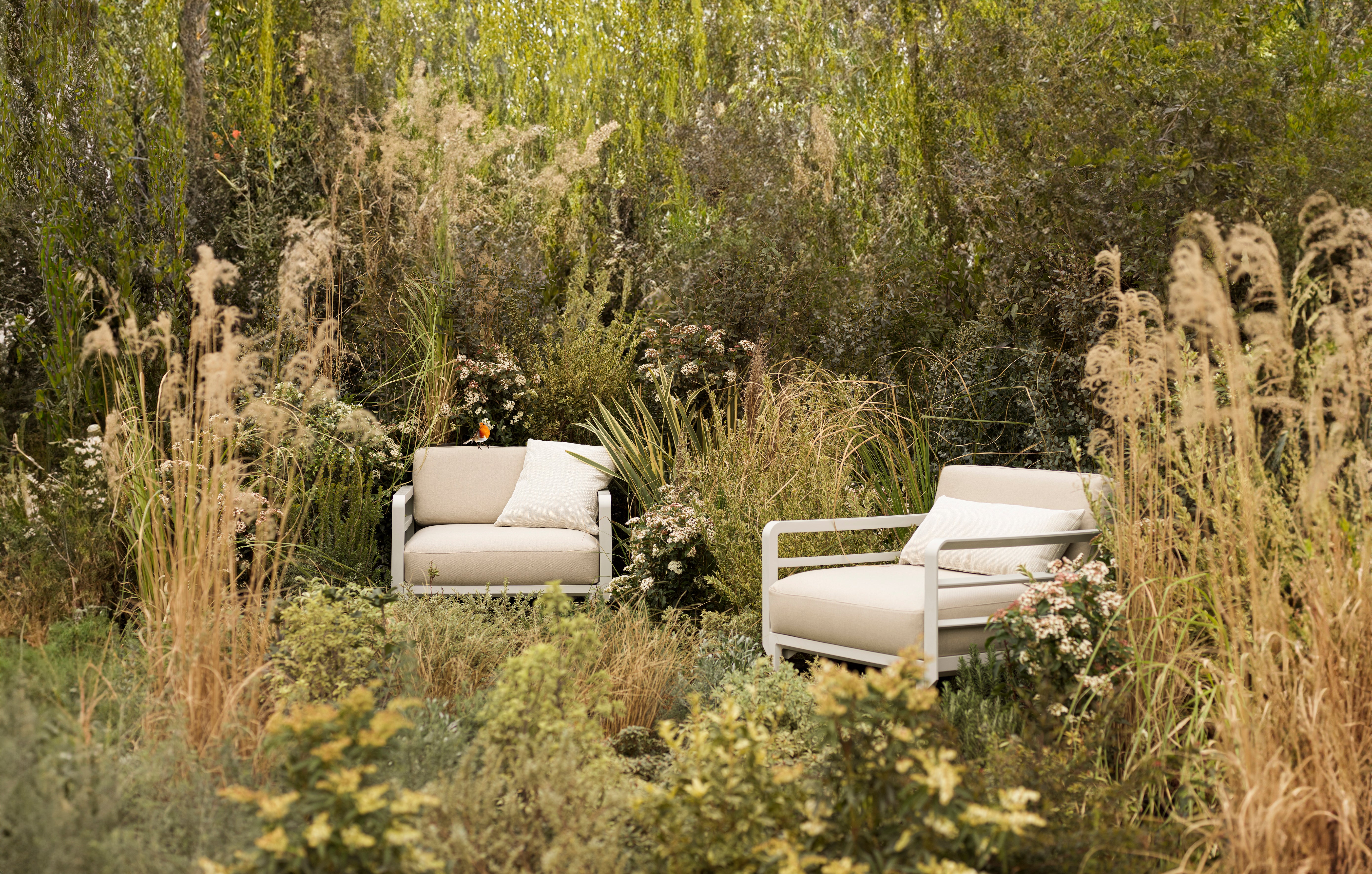 MAXIMO 5 Pearl Modular Outdoor Corner Sofa with Chalk Base