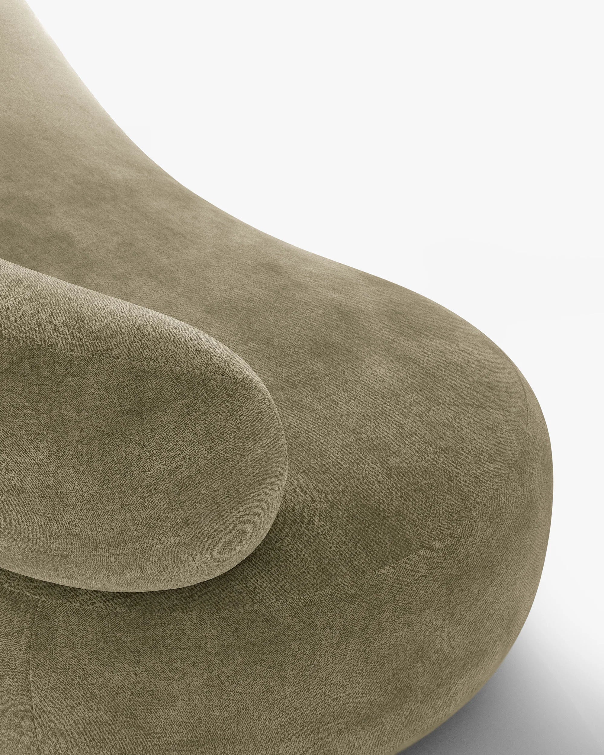 AURA armchair in light olive chenille