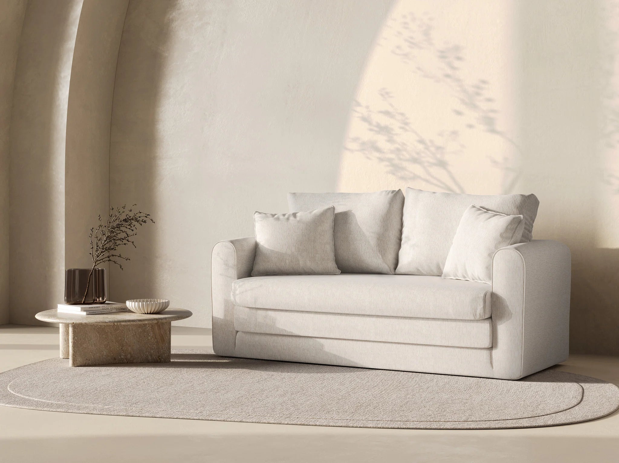 2-Seater Sofa with Sleeping Function LIDO Warm Gray Melange
