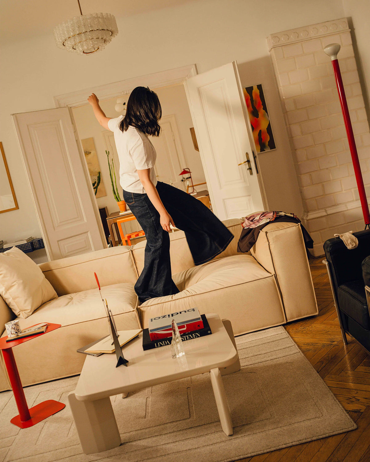 NURIA Right-Facing 3-Seater Sofa in Ecru Boucle