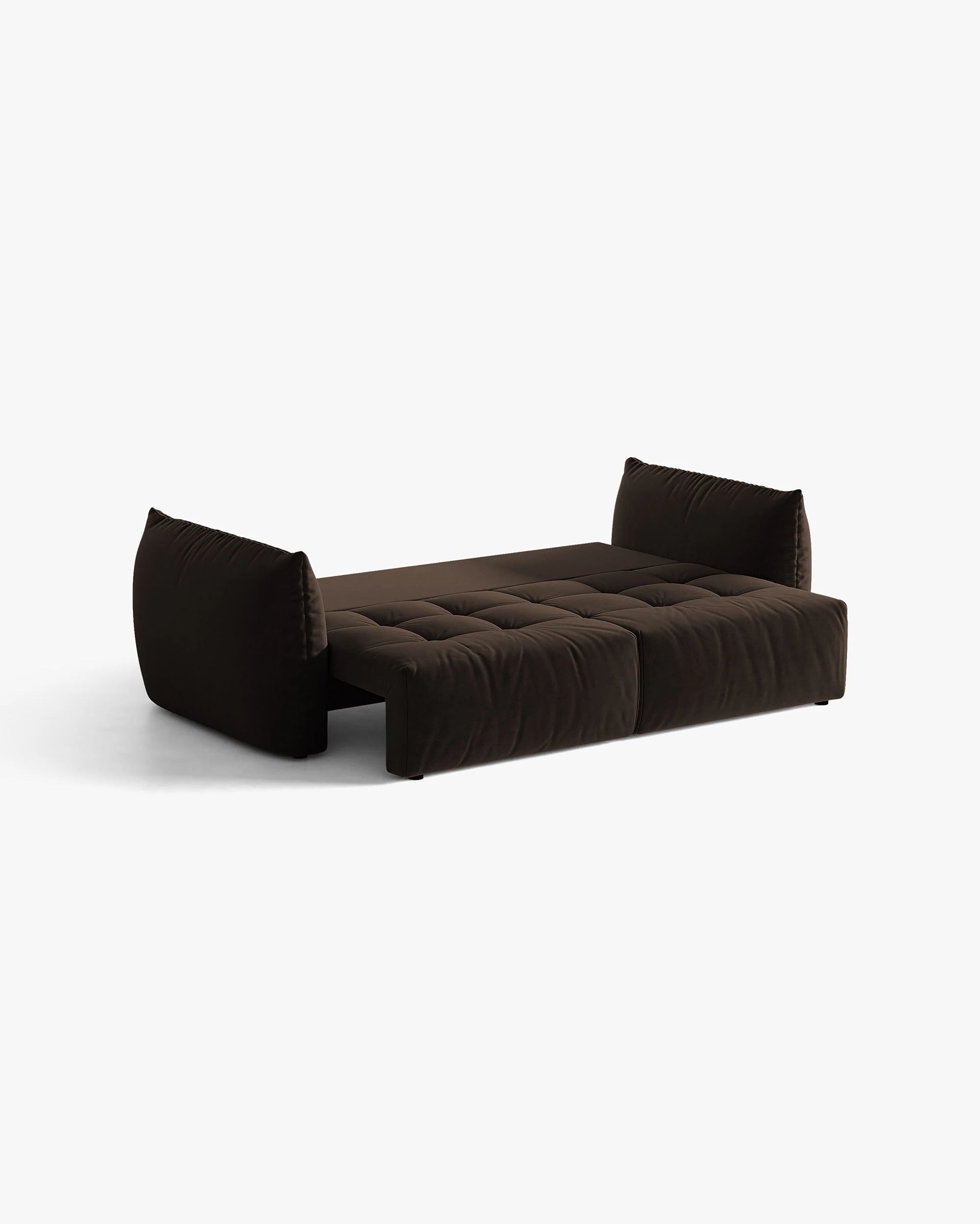 Bloom dark brown velvet 3-seater sofa with sleeping function