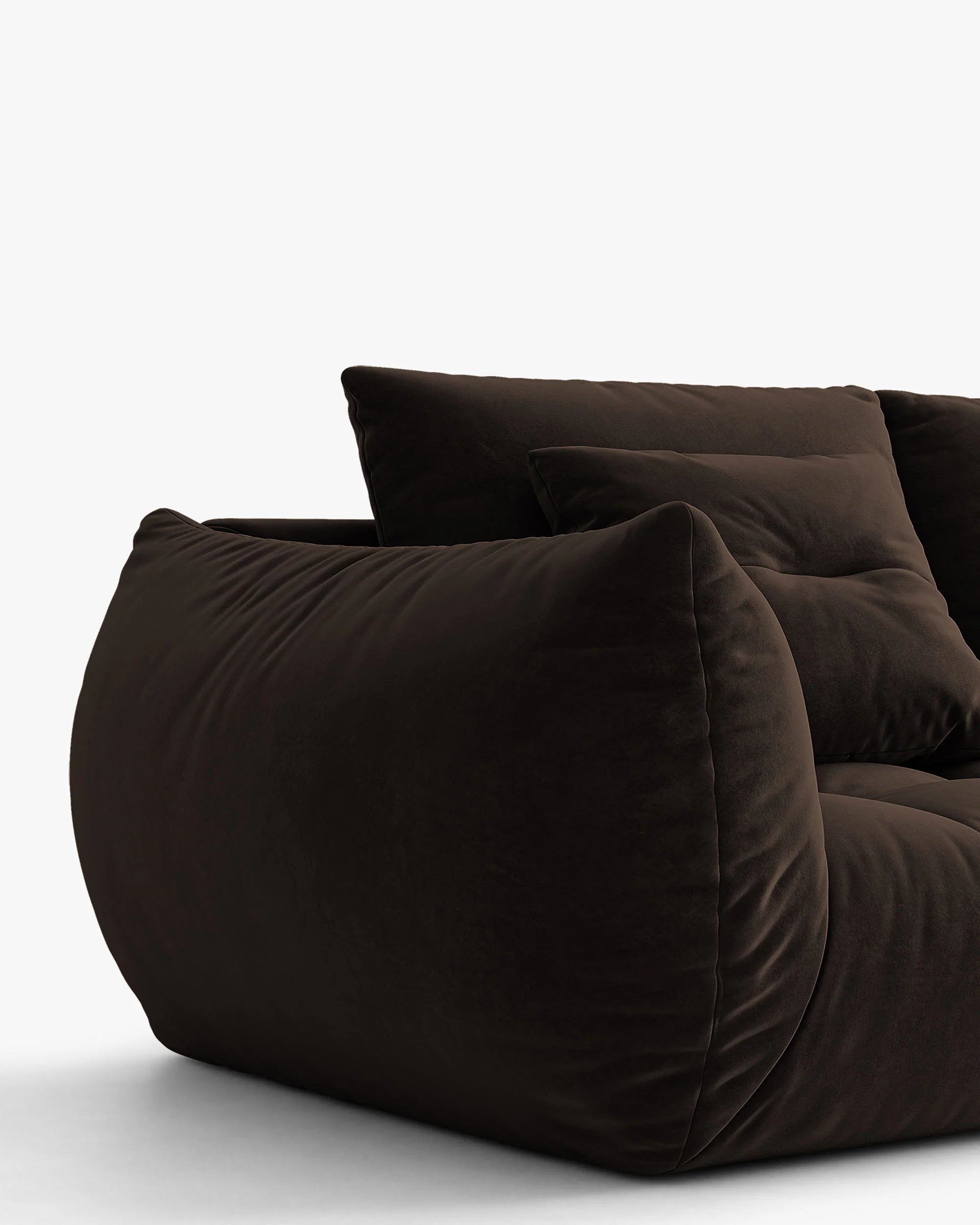 Bloom dark brown velvet 3-seater sofa with sleeping function