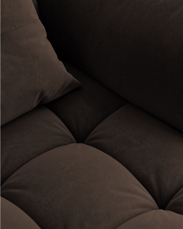 Bloom dark brown velvet 3-seater sofa with sleeping function