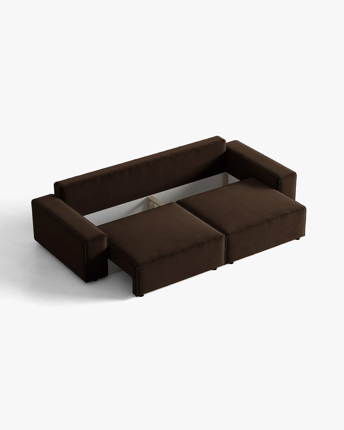 JODIE Chocolate Velvet 3-Seater Sofa with Sleeping Function