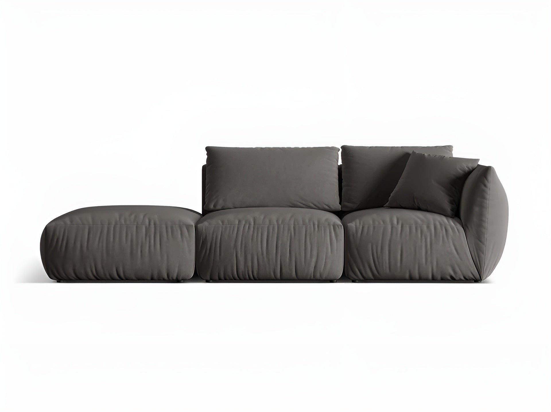 Modulares Samtsofa 3-sitzig links CHRIS dunkelgrau