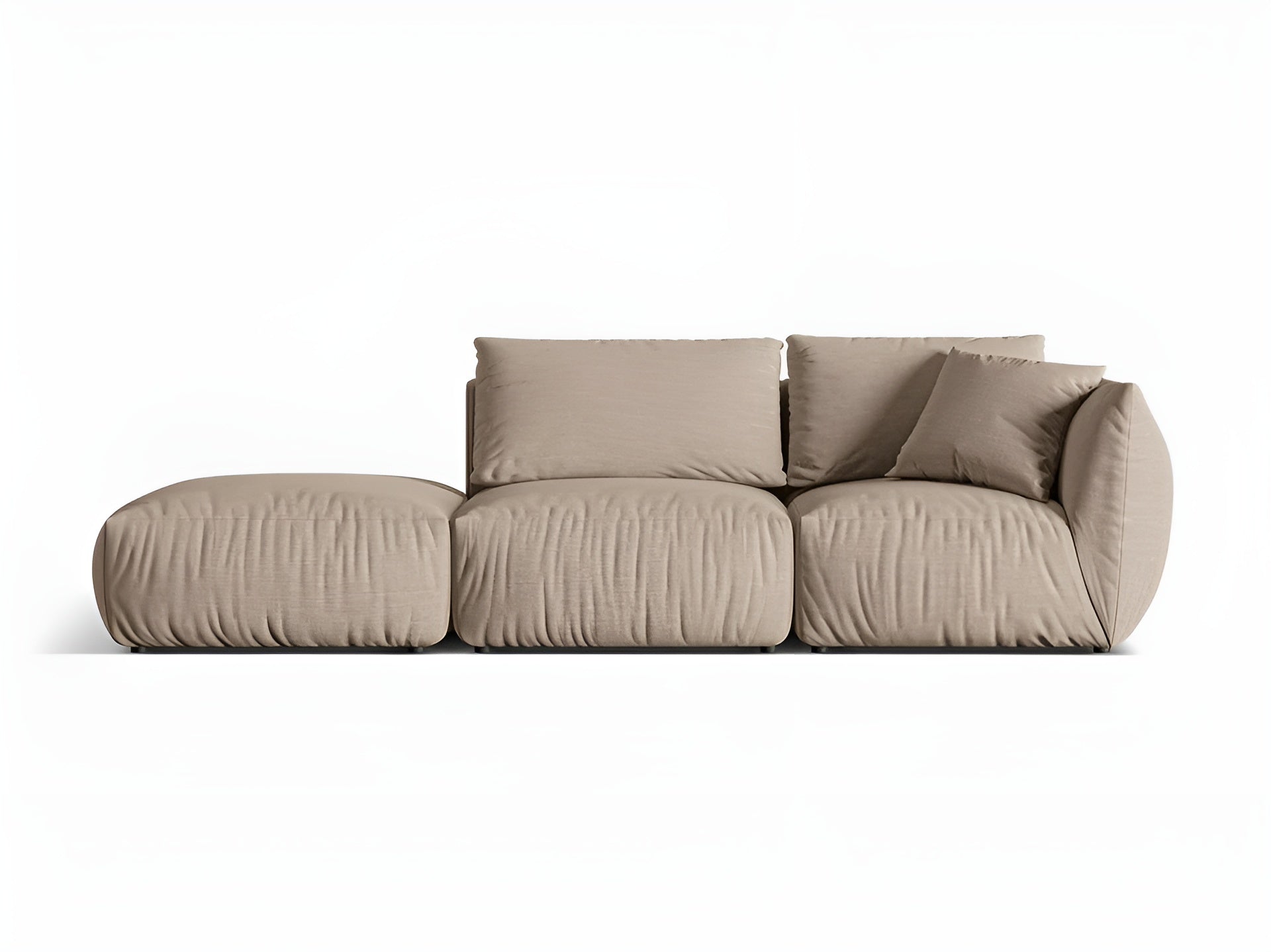 Modulares 3-Sitzer Sofa links CHRIS sandfarbener Chenille