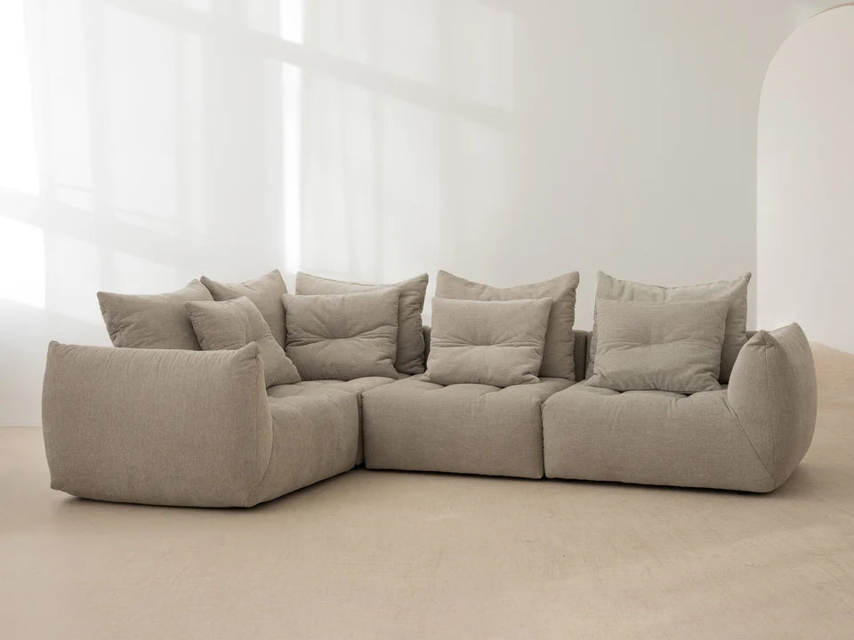 Velvet Modular Sofa, "Bloom", 3 Seats, Light Brown, 232x106x95
Made in Europe