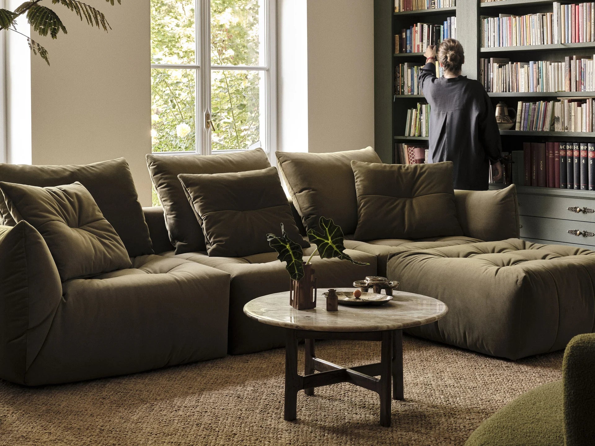 Velvet Modular Sofa, "Bloom", 3 Seats, Light Brown, 232x106x95
Made in Europe