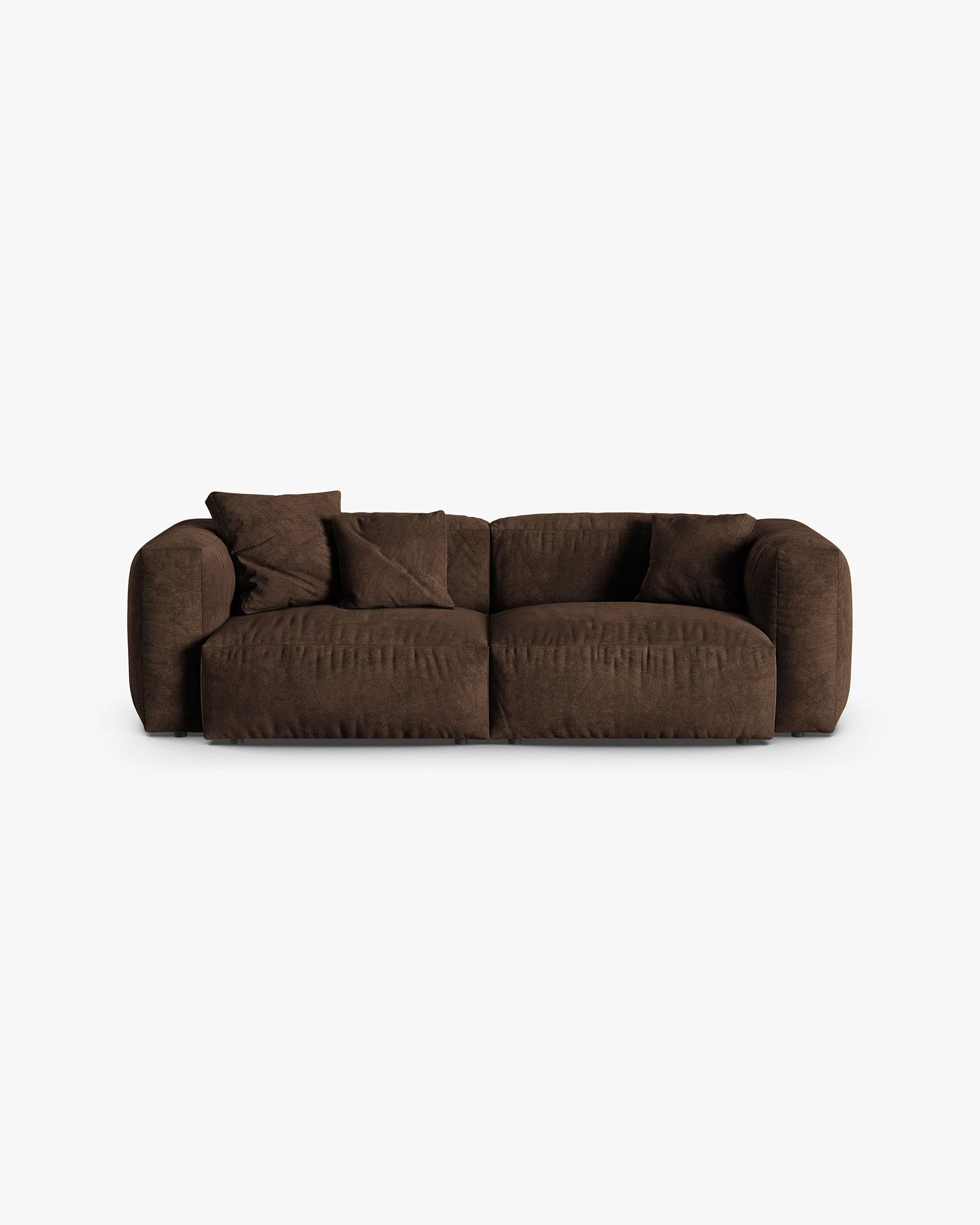 MARTINA XL Velvet Sofa for 3 People in Chocolate