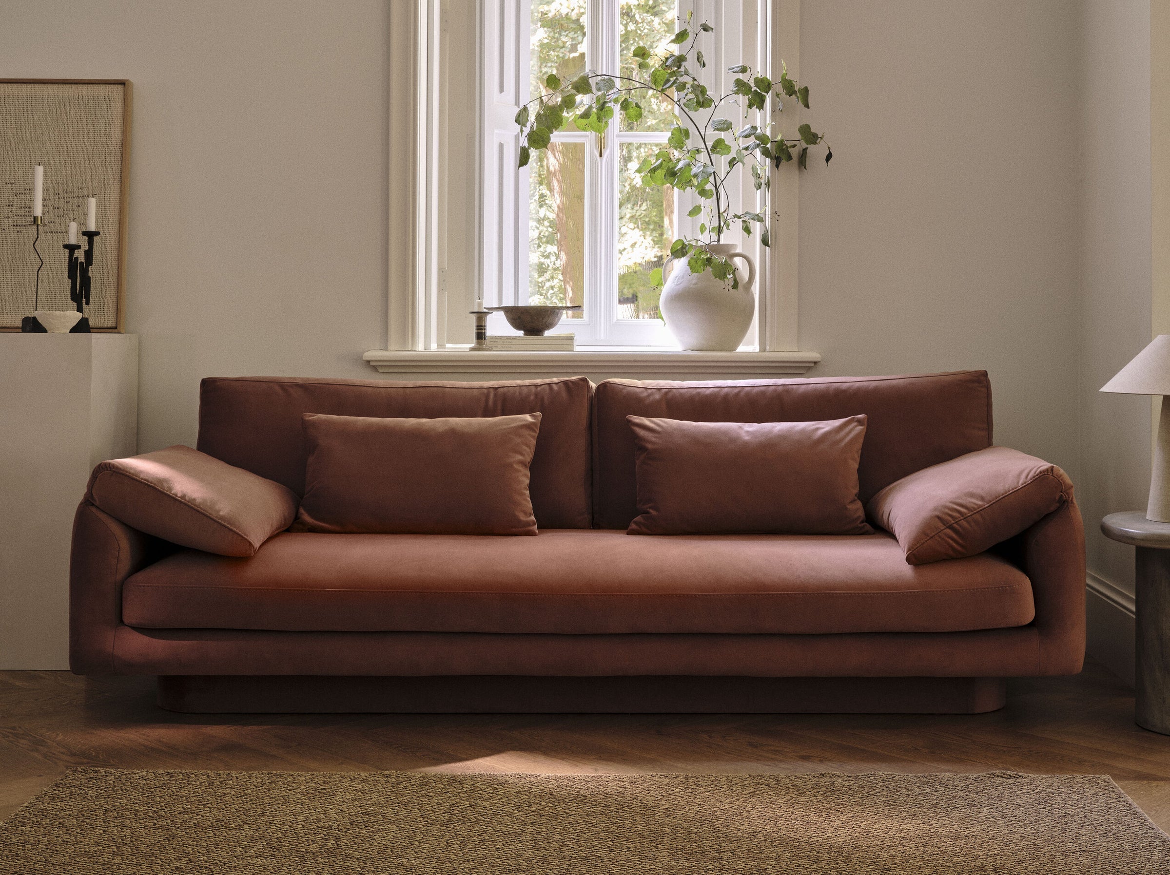 Velvet corner of 4-person left-sided Torino light gray