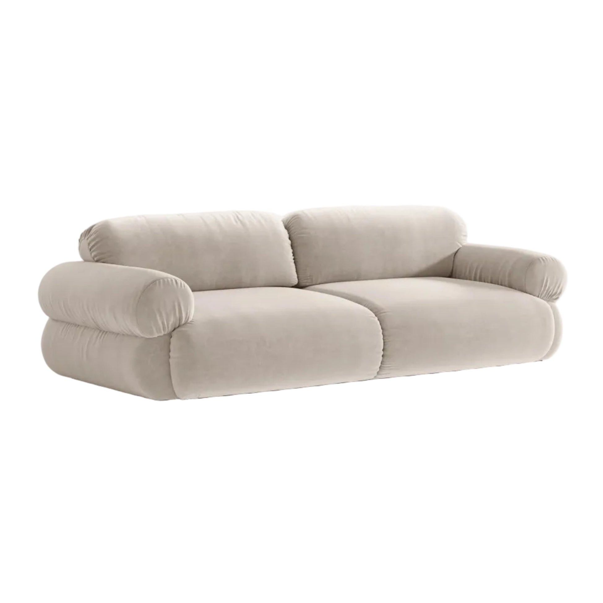 Beige Velvet Sofa for Four - OPHELIA