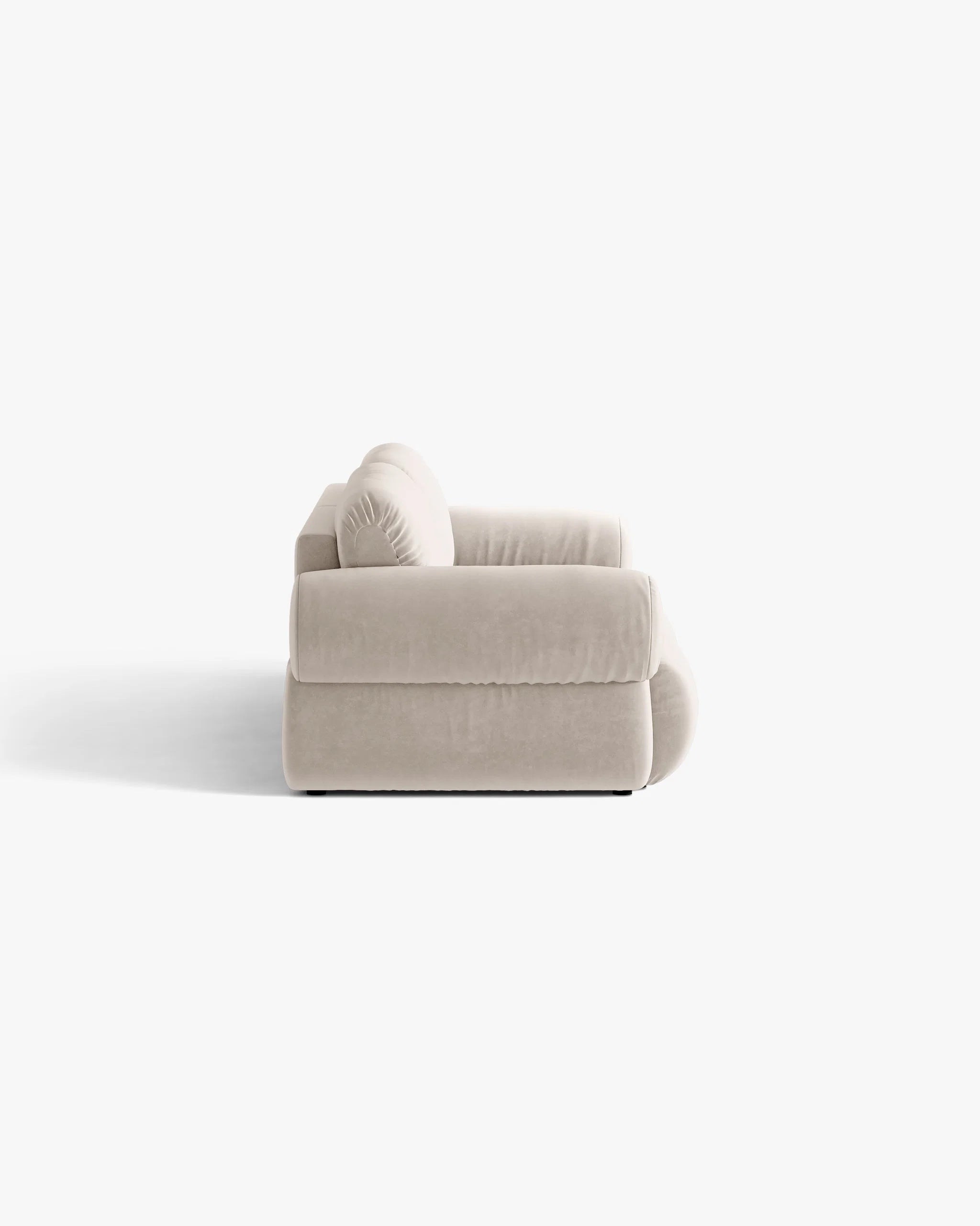 Beige Velvet Sofa for Four - OPHELIA