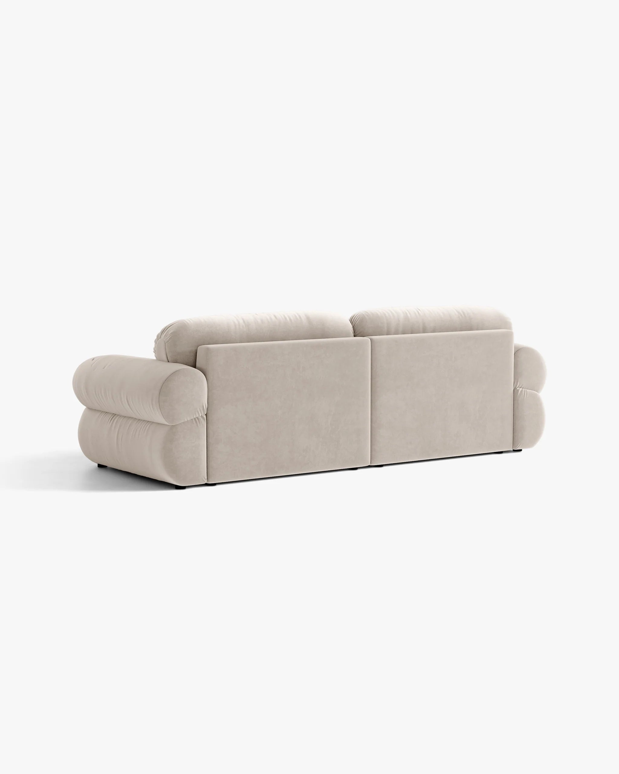 Beige Velvet Sofa for Four - OPHELIA