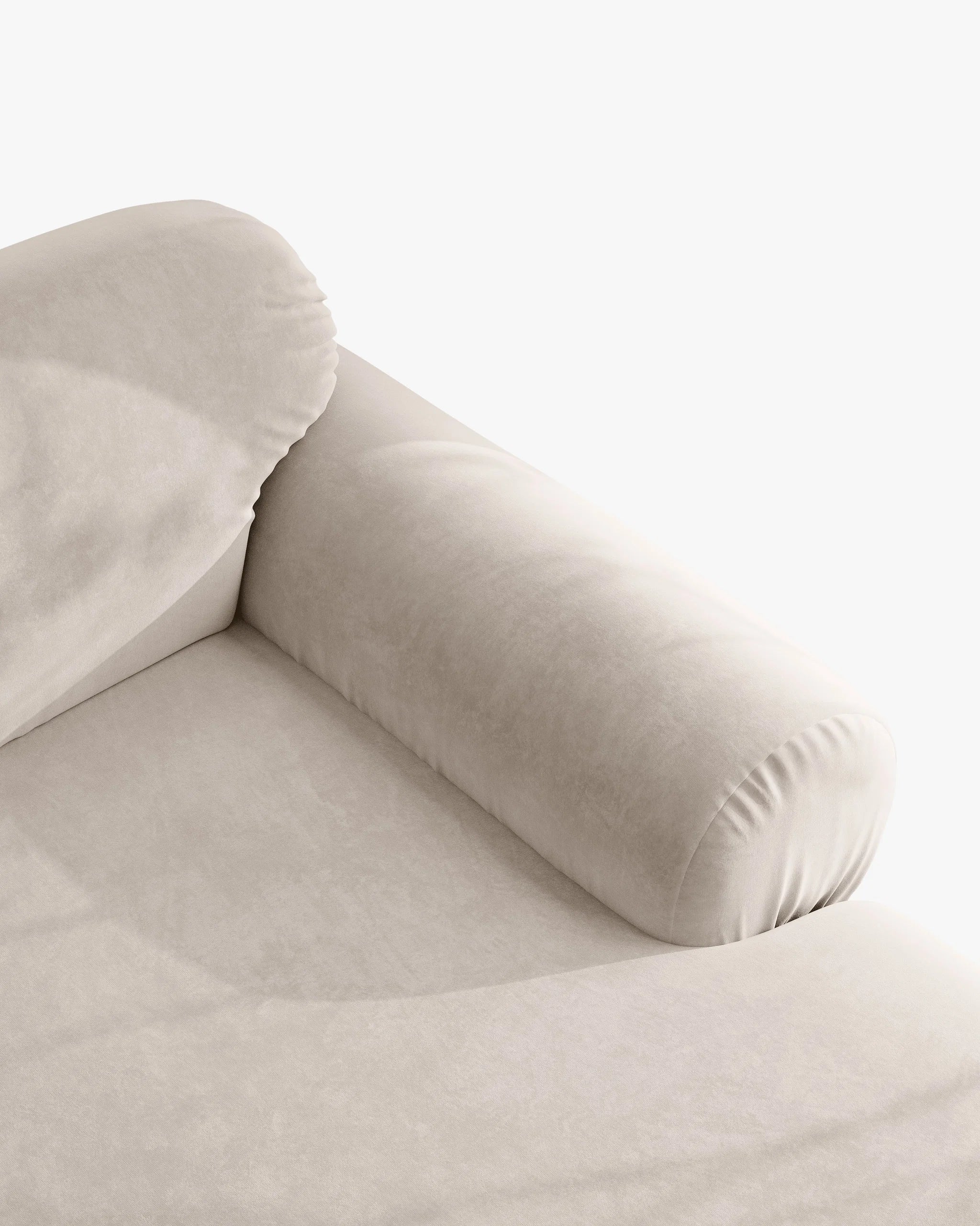 Beige Velvet Sofa for Four - OPHELIA