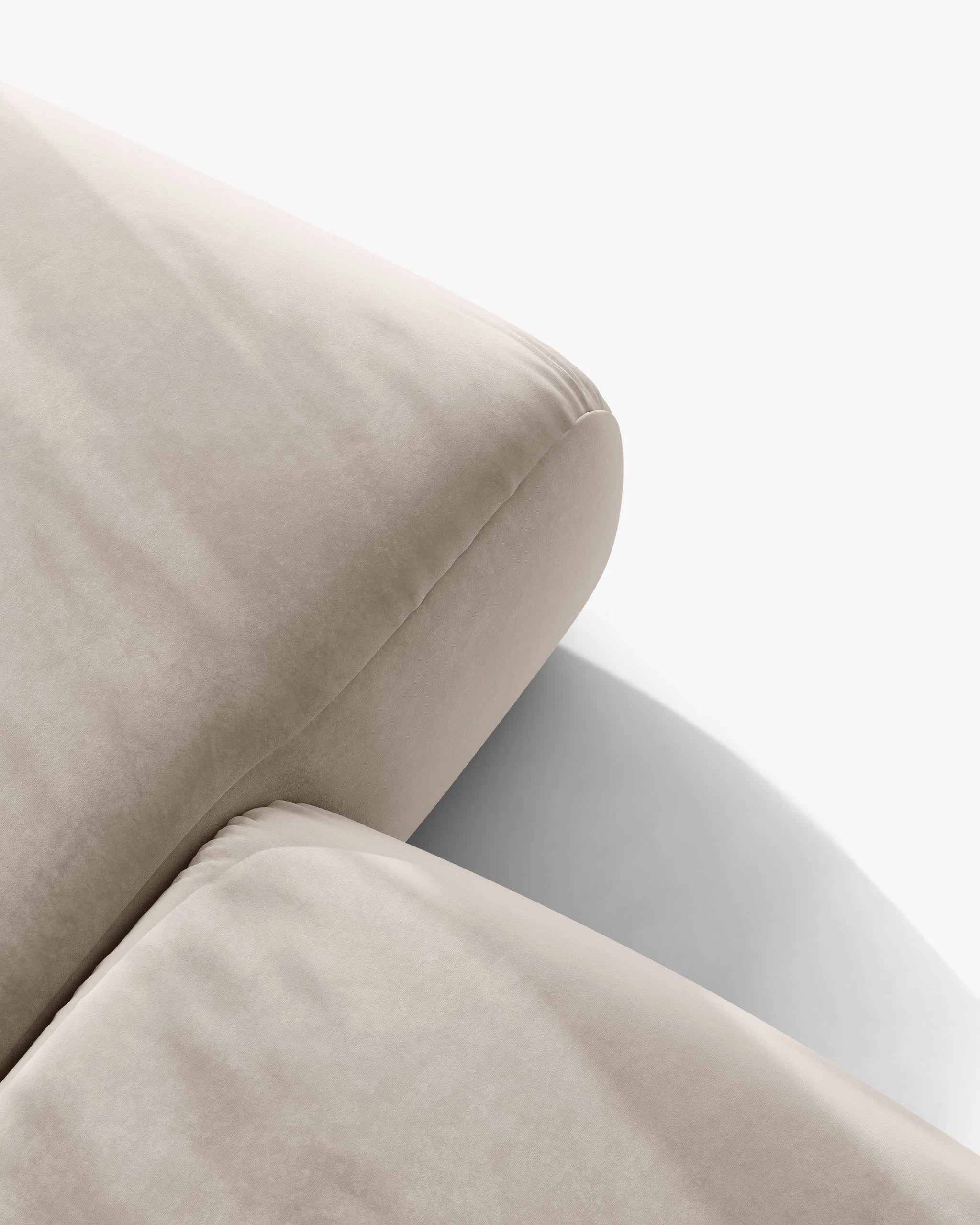 Beige Velvet Sofa for Four - OPHELIA