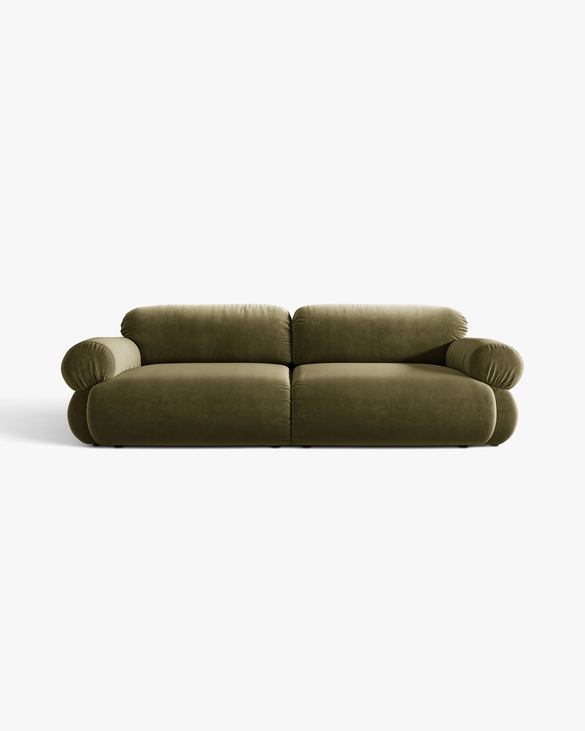 Ophelia Olive Velvet Sofa for 4 People