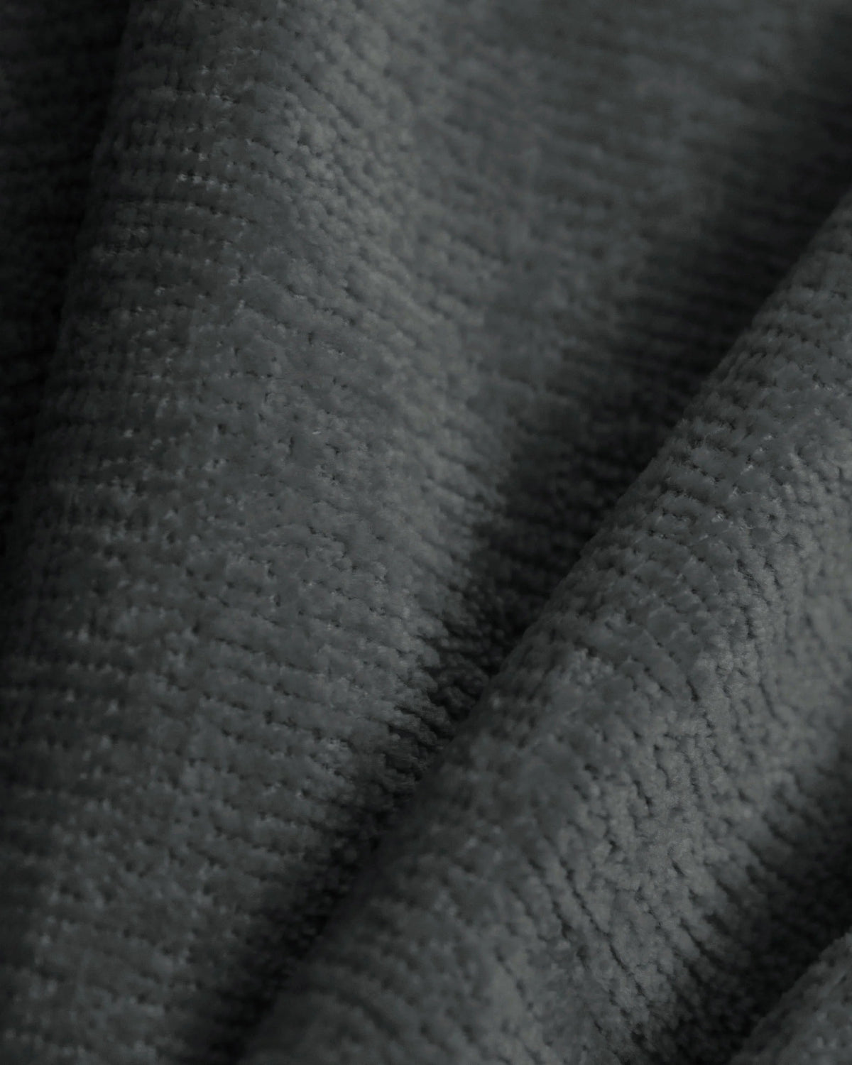 KAELLE bed with storage for bedding in graphite chenille