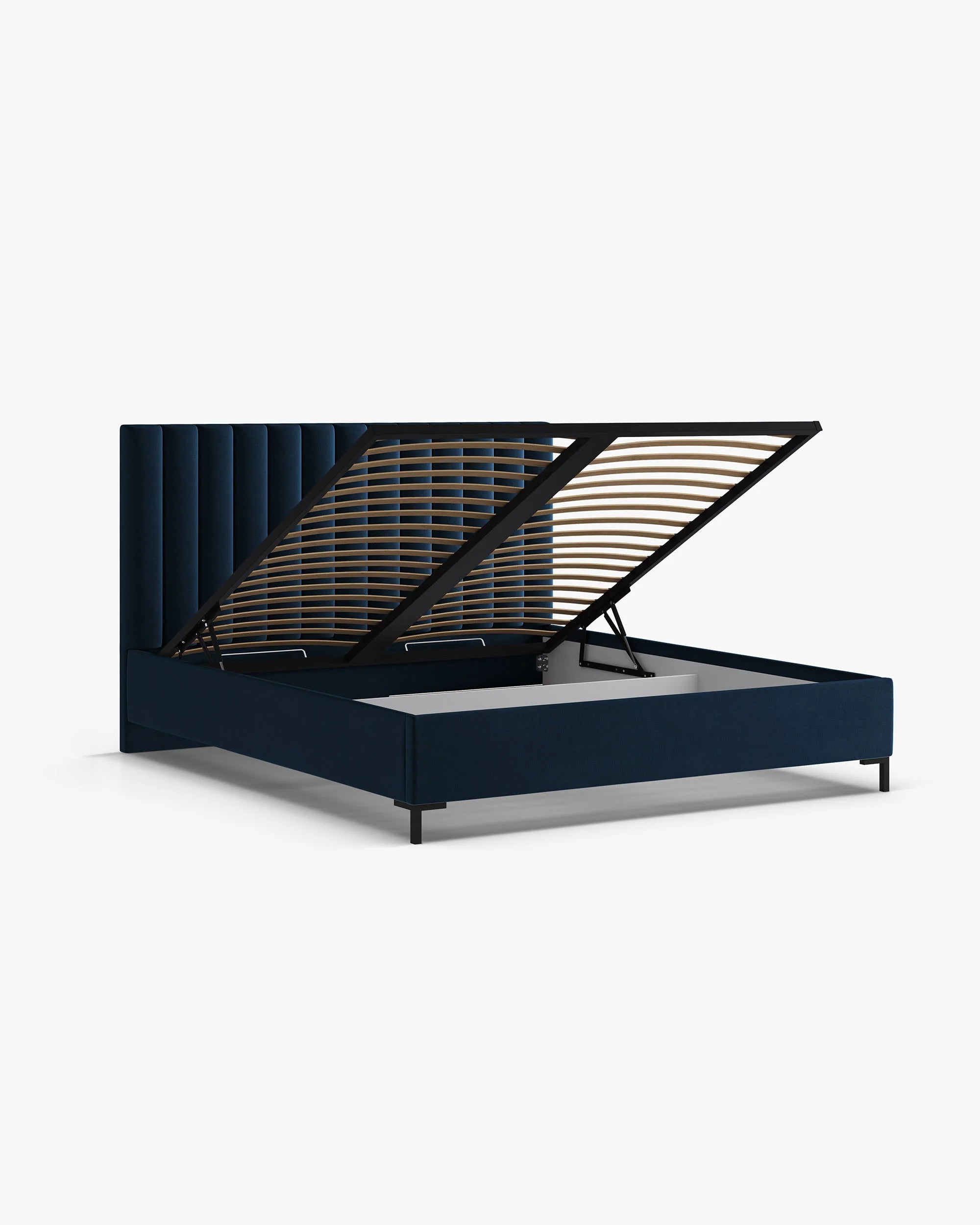 Velvet bed with storage for bedding ALLISON royal blue