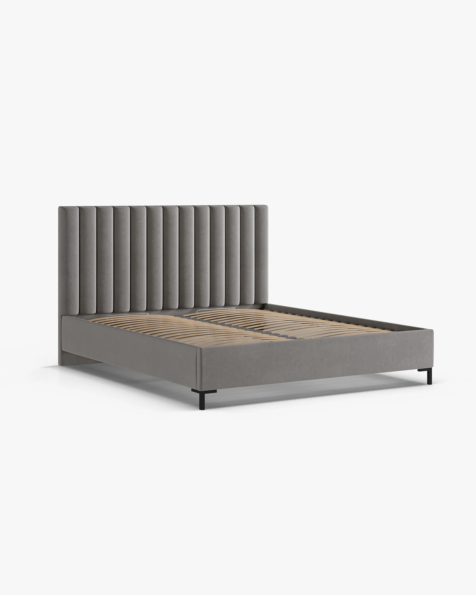 Velvet bed with storage container ALLISON gray