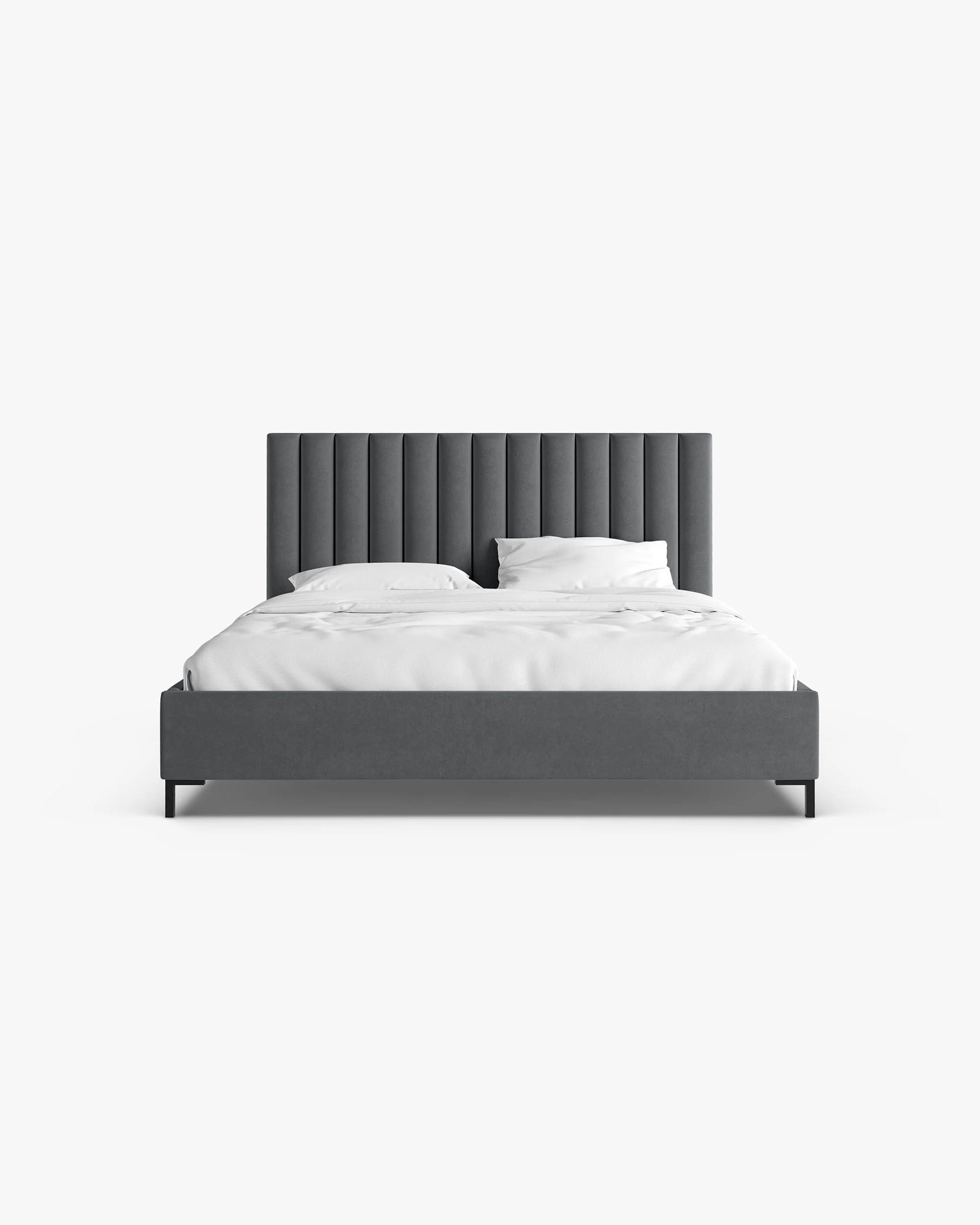 Velvet bed with storage container ALLISON dark gray