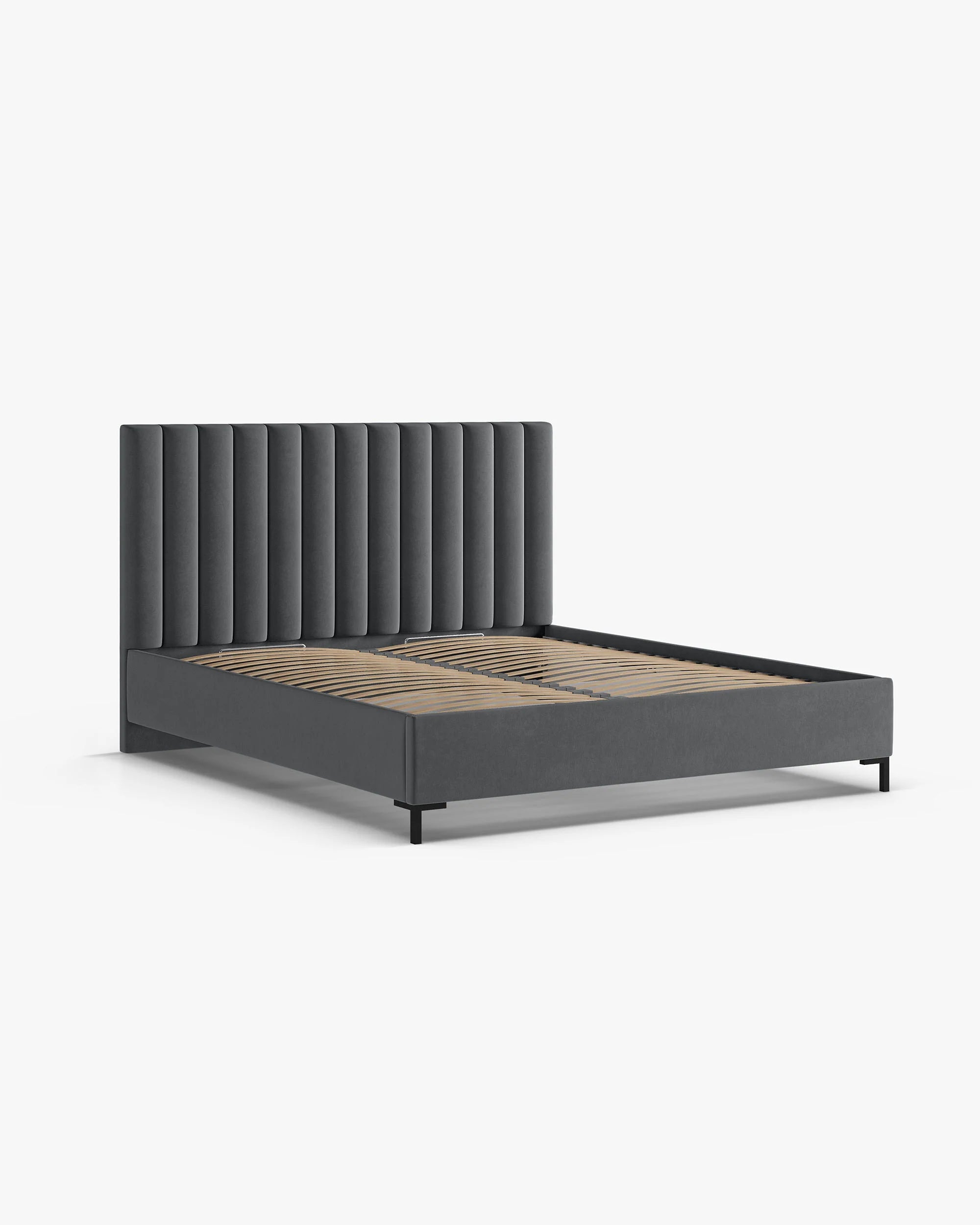 Velvet bed with storage container ALLISON dark gray