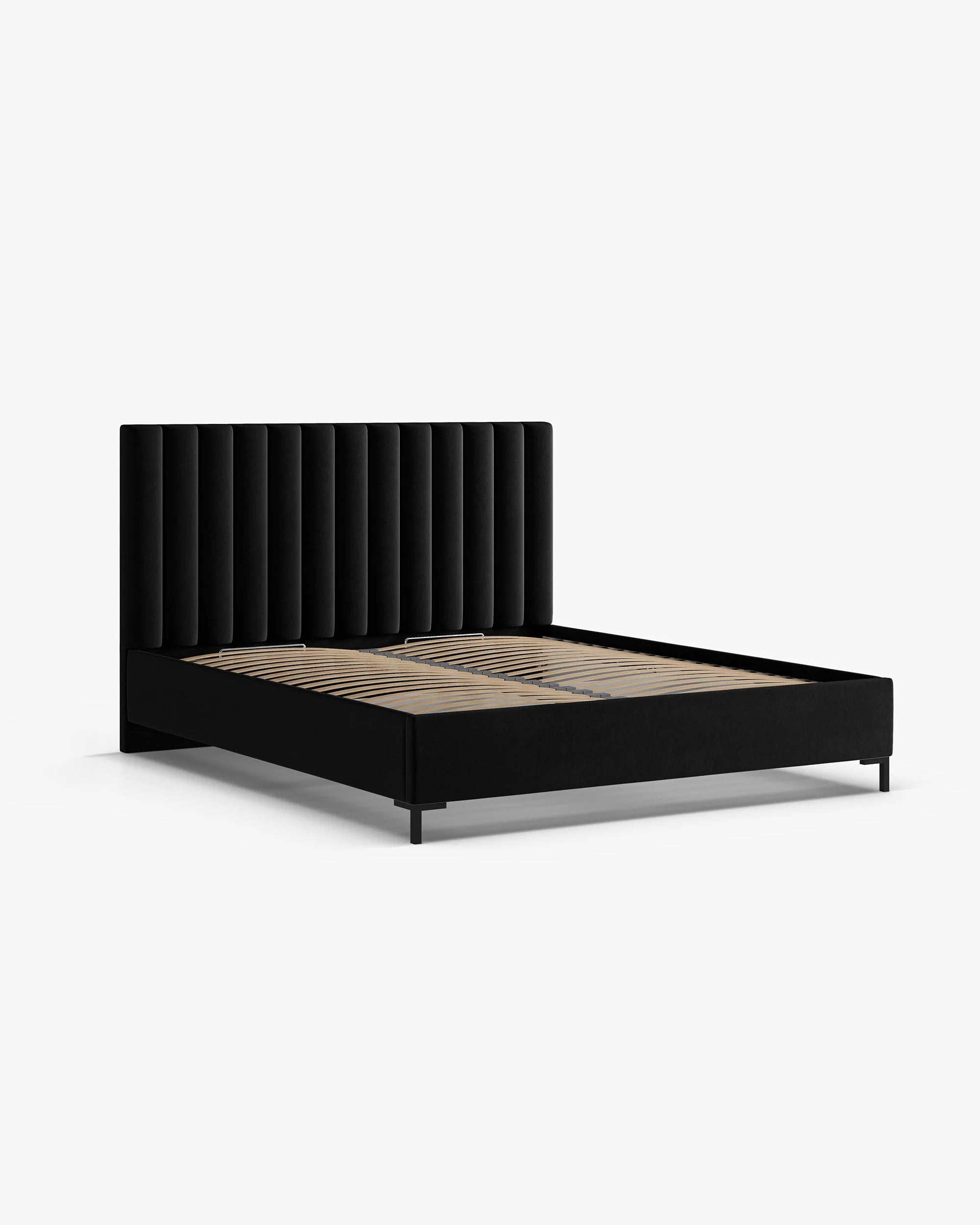 Velvet bed with storage for bedding ALLISON black