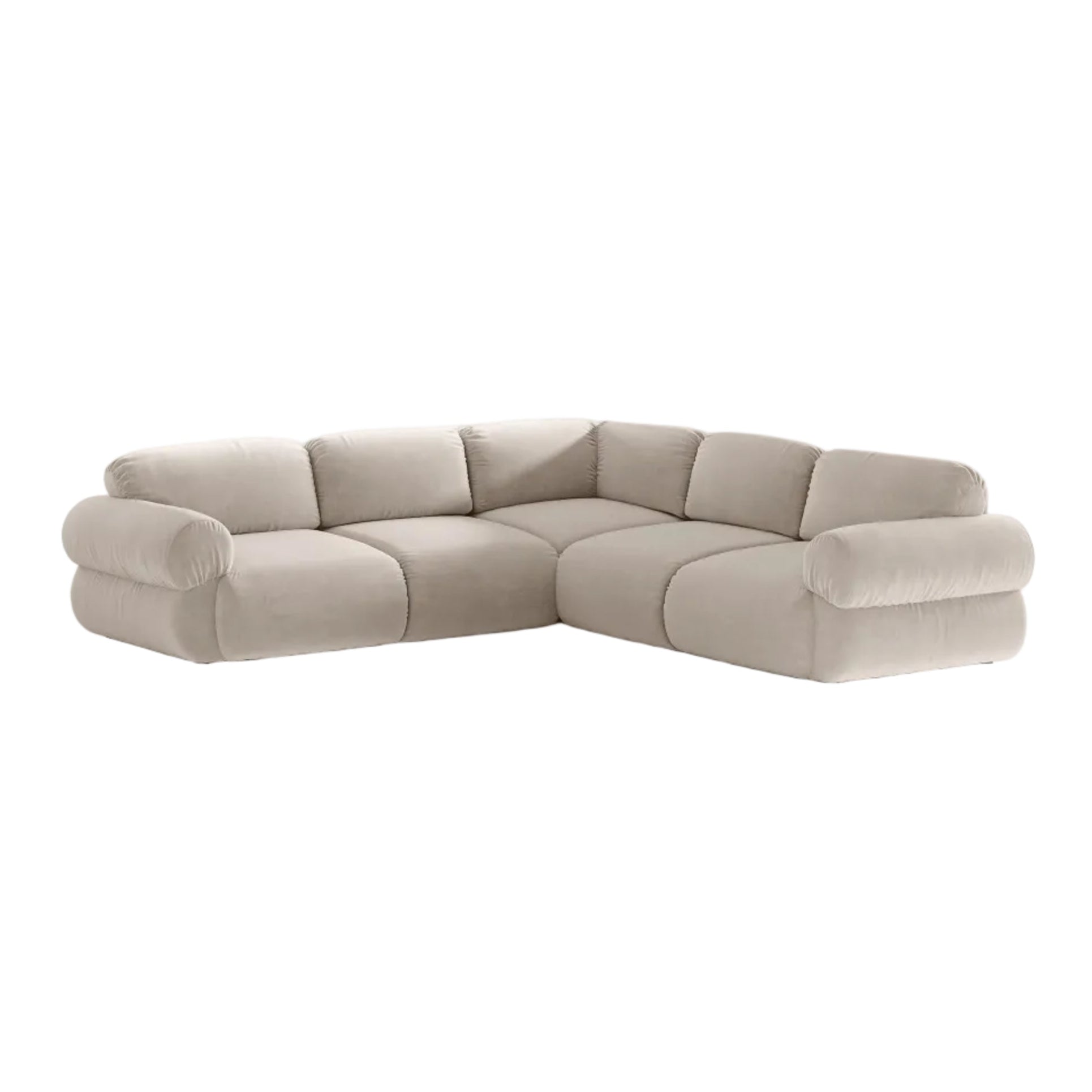 Symmetrical Velvet Corner Sofa OPHELIA in Beige