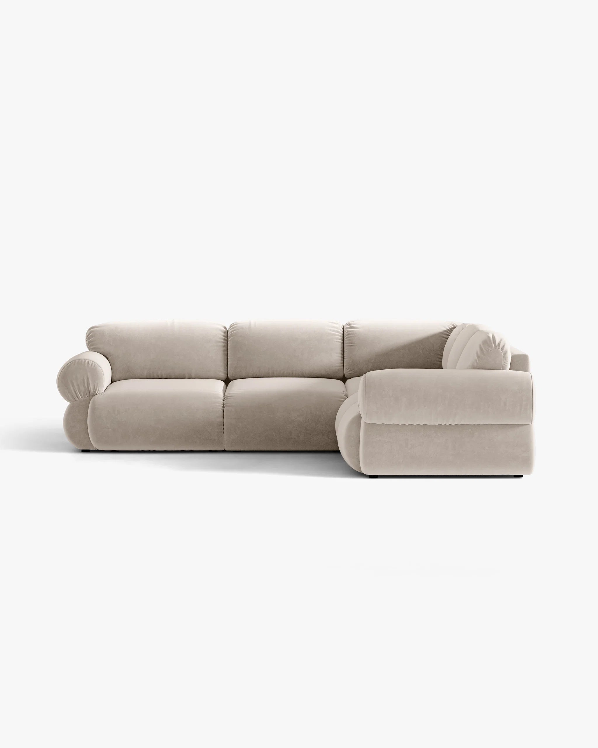 Symmetrical Velvet Corner Sofa OPHELIA in Beige